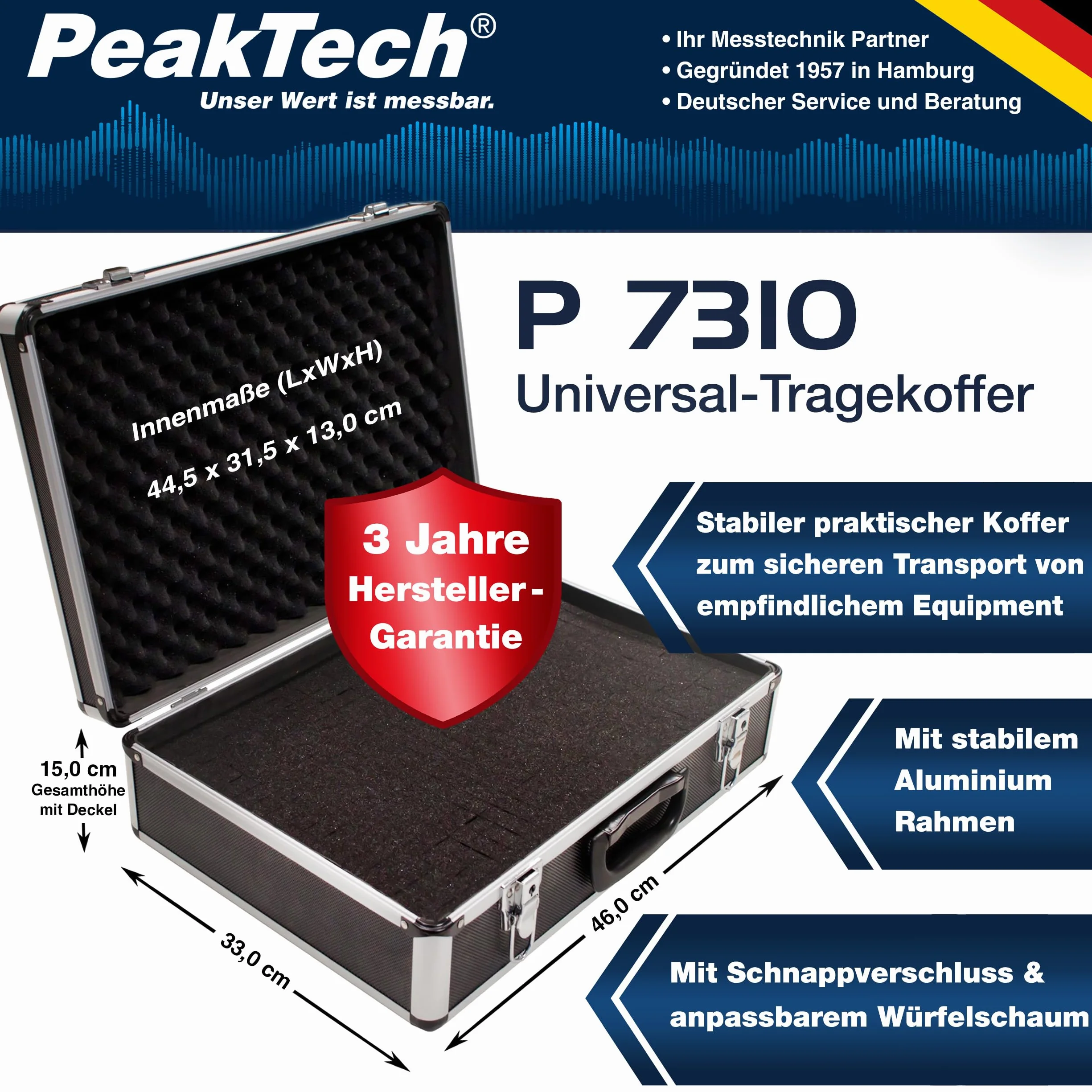 PeakTech P 7310 - Walizka na przyrządy pomiarowe 460 x 330 x 150 mm