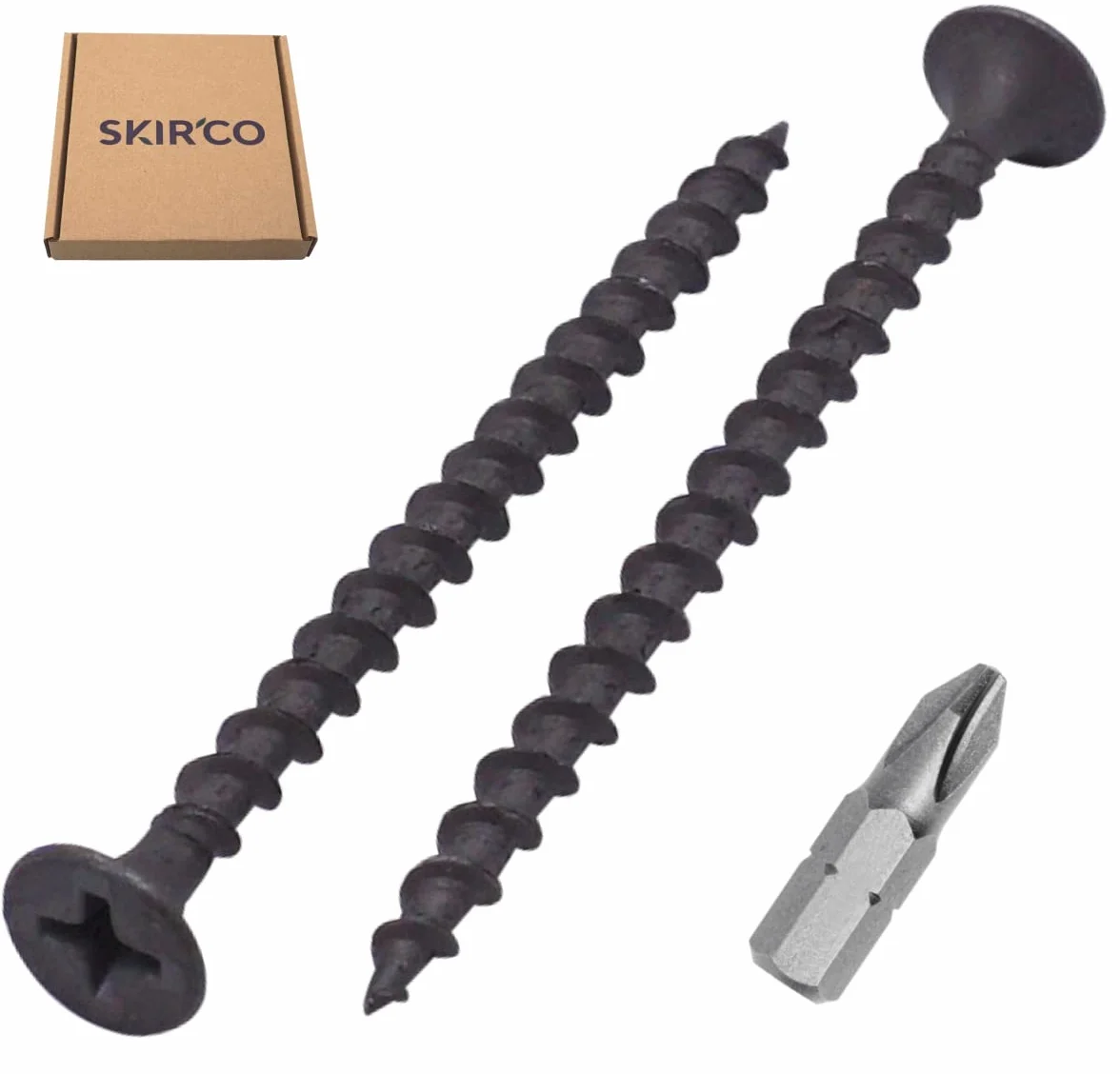 SKIR'CO (100 szt.) czarne fosforanowe wykończenie 3,5 x 55 mm śruby do płyt kartonowo-gipsowych, wkręty do drewna, głowica krzyżakowa, śruby do płyt gipsowo-kartonowych