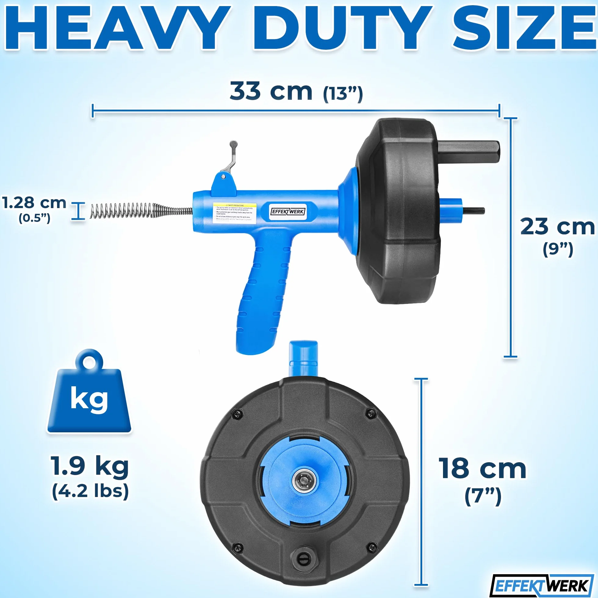 Drain Auger Drill Attachment with 7.6 m Plumbing Snake, Gloves, and Storage Bag - Pipe Clog Remover for Bathtub, Bathroom/Kitchen Sink and Shower Drains