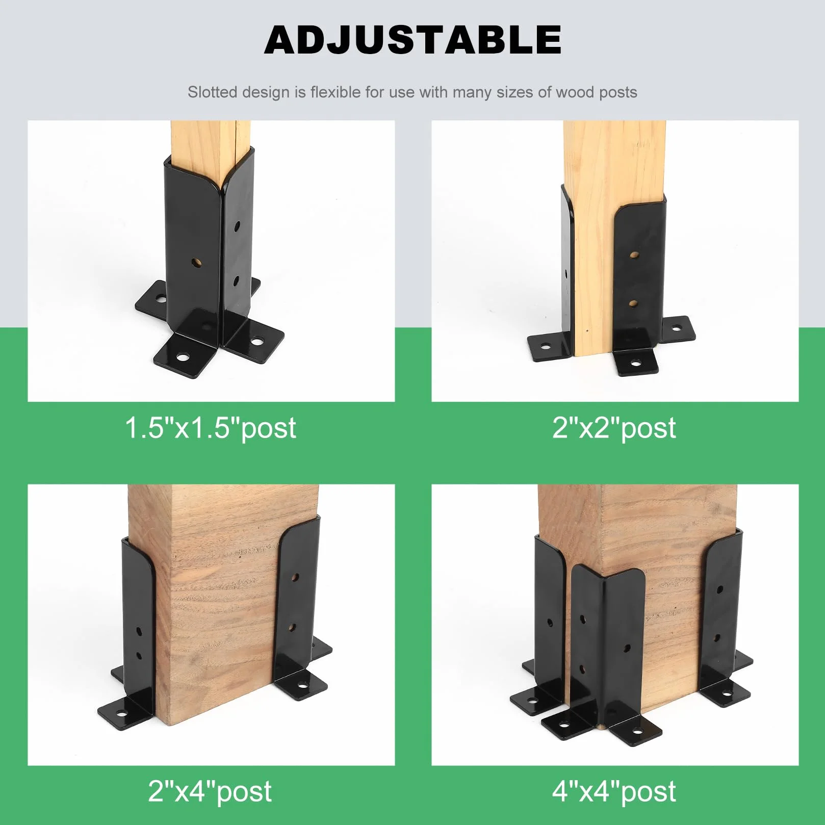 4 sztuki uchwytów słupków, regulowane wsporniki na słupki, wsporniki słupków sufitowych, słupki drewniane, kotwica do słupków 38 x 38 / 50 x 50 / 50 x 101 / 101 x 101 mm