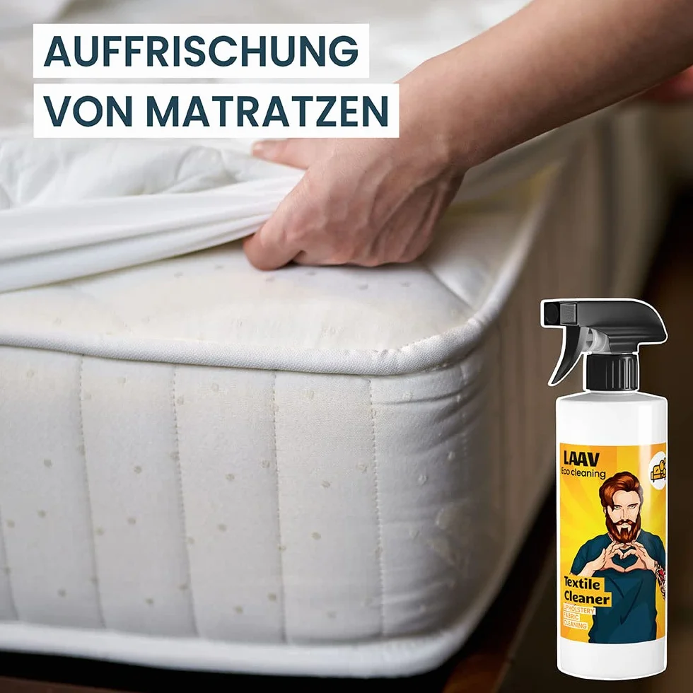 LAAV TEXTILE CLEANER środek do czyszczenia tapicerki sofy (500 ml) – 100% wolny od PFC i wegański – środek do czyszczenia kanapy do efektywnego czyszczenia plam i zanieczyszczeń – środek do czyszczenia dywanów i tekstyliów itp.