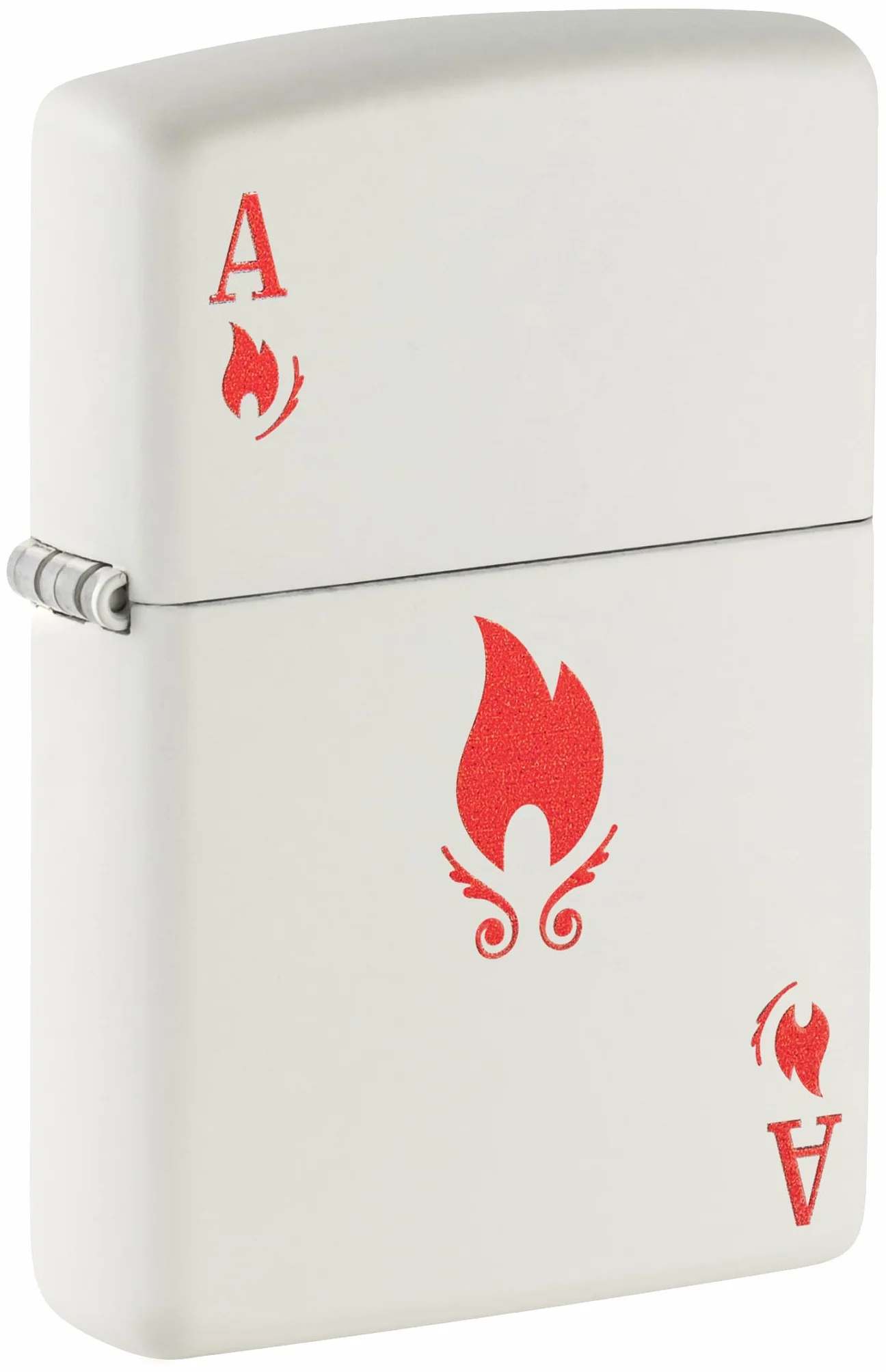 Zippo Ace Zapalniczka Sztormowa, Kolorowy Nadruk, do Napełniania, Wielokrotnego Użytku, Wiatroodporna Konstrukcja, Pudełko na Prezent, Wykonano w USA, Kolor Biały Matowy (White Matte)