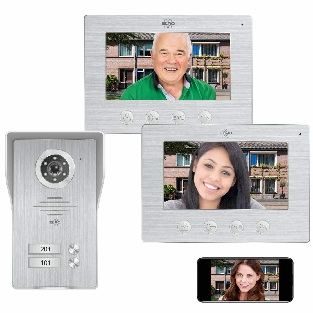 ELRO DV4000IP-2 WiFi-IP wideodomofon │ 2 mieszkania │ kamera Full HD 1080p z noktowizorem │ 4-żyłowy kabel │ 16 dźwięków dzwonków