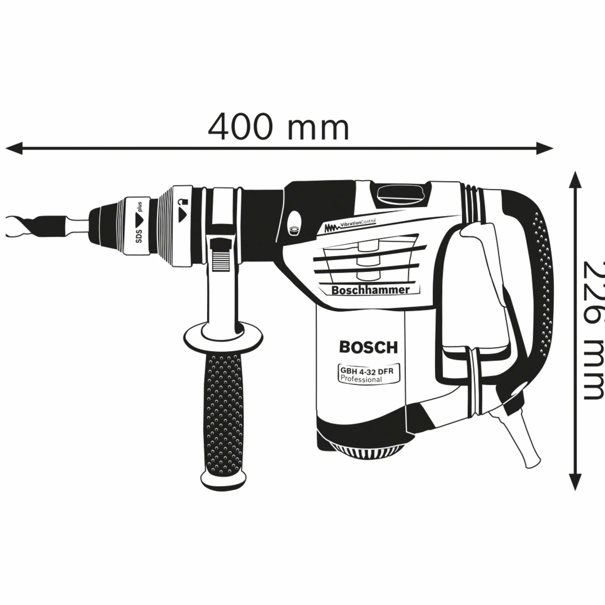 Bosch Professional Młot udarowo-obrotowy GBH 4-32 DFR (900 W, 4,2 J, SDS plus, wszechstronny młotek wielofunkcyjny, ogranicznik głębokości 310 mm, w zestawie dodatkowy uchwyt i ściereczka do maszyny,