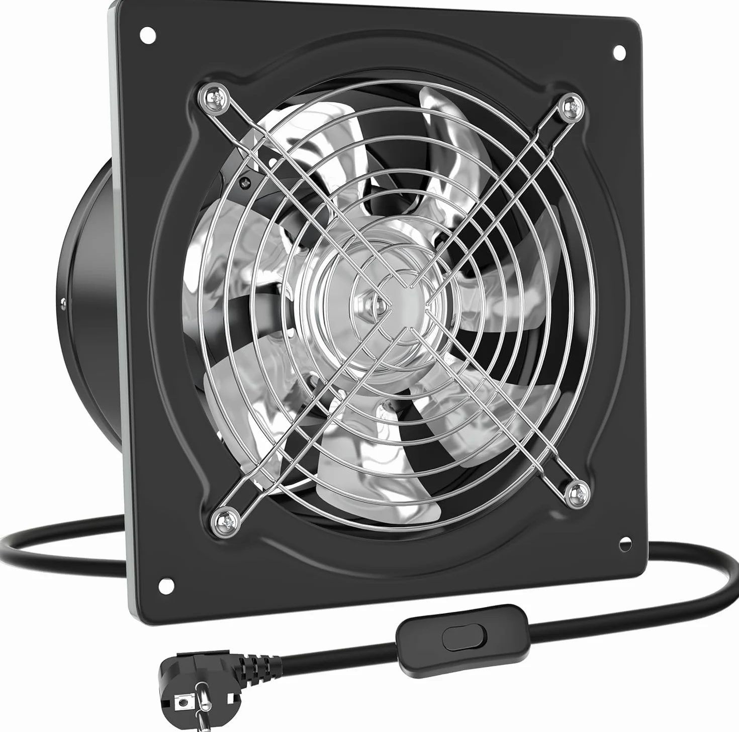 HG Power Wentylator wyciągowy 150 mm 525 m³/h z klapą zwrotną metalowy ścienny czarny