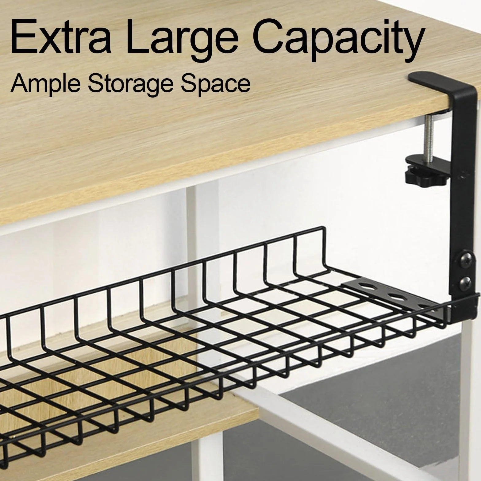 Organizer do Kabli Pod Biurko Szer. 19cm, Wys. 20cm Montaż Bez Wiercenia System Zarządzania Kablami do Domowego Biura(Black,50cm/20in)