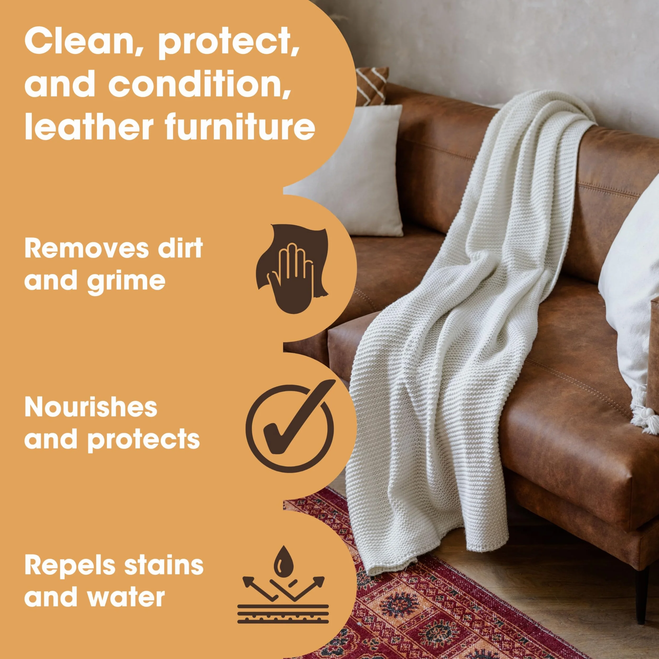 Furniture Clinic Zestaw do pielęgnacji mebli skórzanych – zestaw do czyszczenia sof i mebli premium – środek czyszczący i odżywka 250 ml – do wszystkich rodzajów skóry