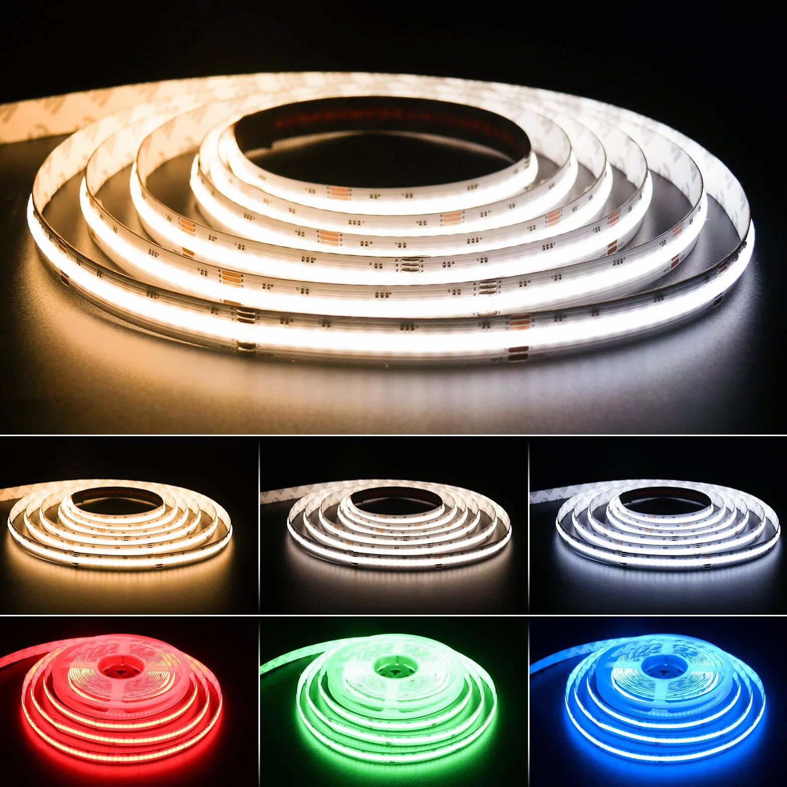 PAUTIX Taśma LED COB RGB+WW/CW 5m, 840 LED/m RGB+CCT Regulowana temperatura barwy 2700K–6500K, 24V taśma świetlna zmieniająca kolor do dekoracji DIY (zasilacz i kontroler nie są częścią dostawy)