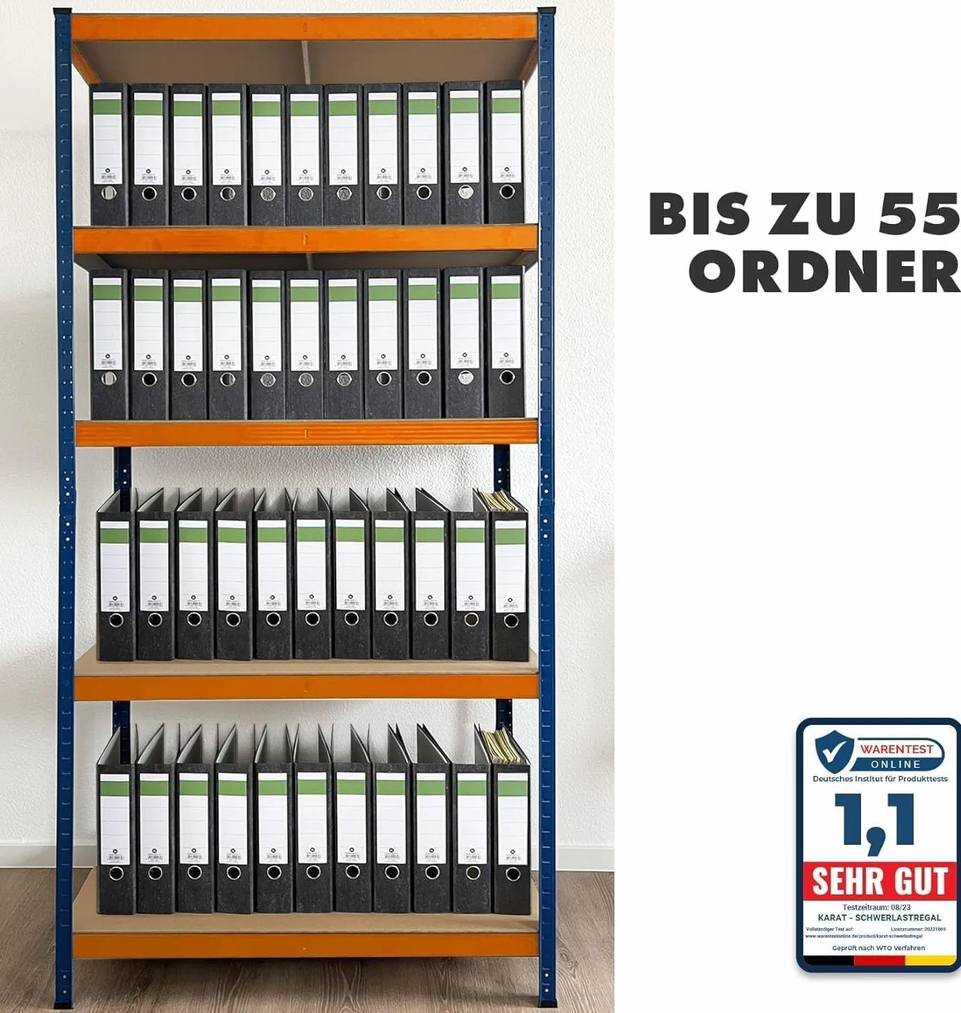 etm Regały do dużych obciążeń – garaż, piwnica, warsztat – regał wtykowy, magazynowy, piwnica – wysoka nośność i regulowane półki (niebiesko-pomarańczowy, 180 x 90 x 45 cm)