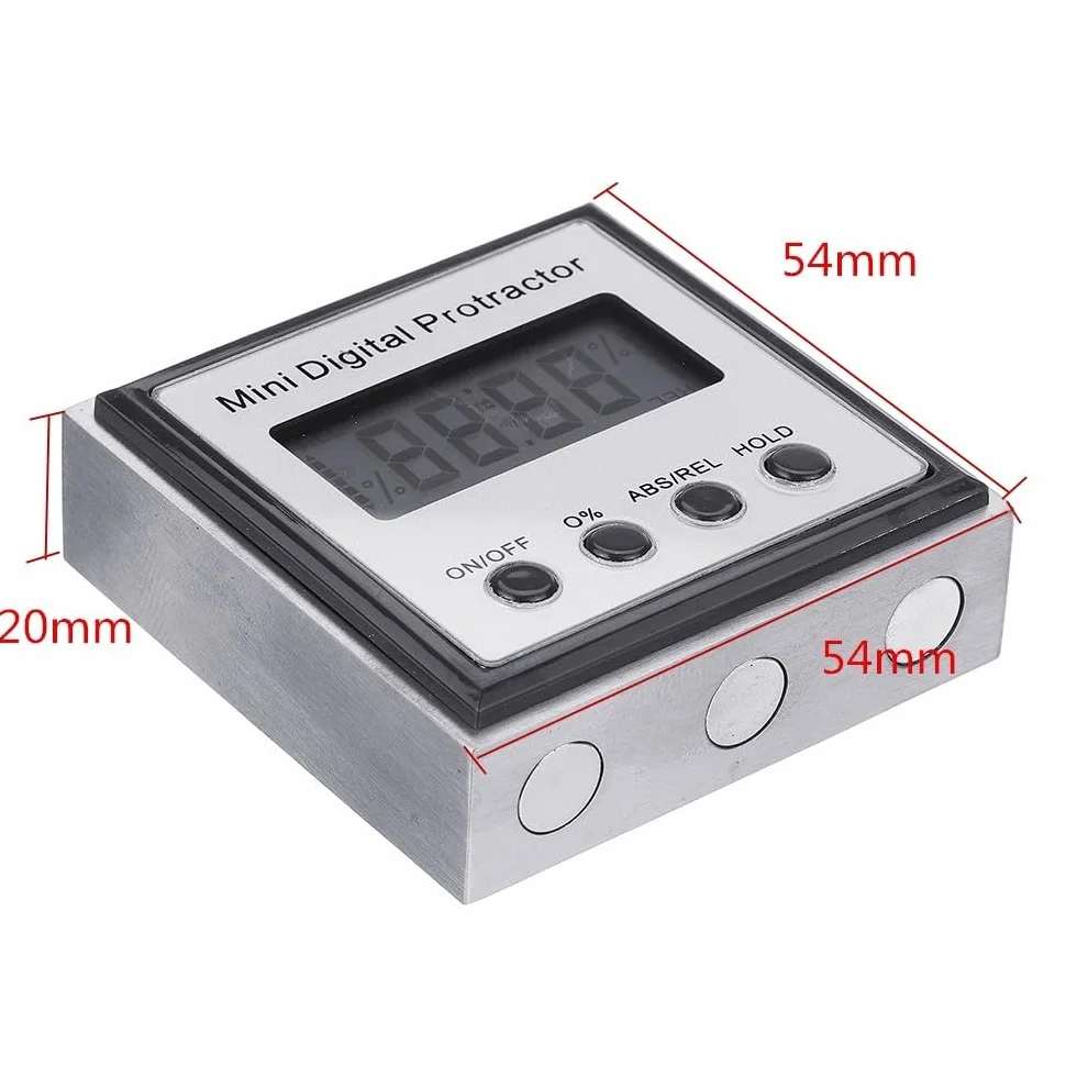 VIDOO Cyfrowy Mini Kątomierz 360 Stopni ze Stali Nierdzewnej Inklinometr Elektroniczna Poziomnica Baza Magnetyczna