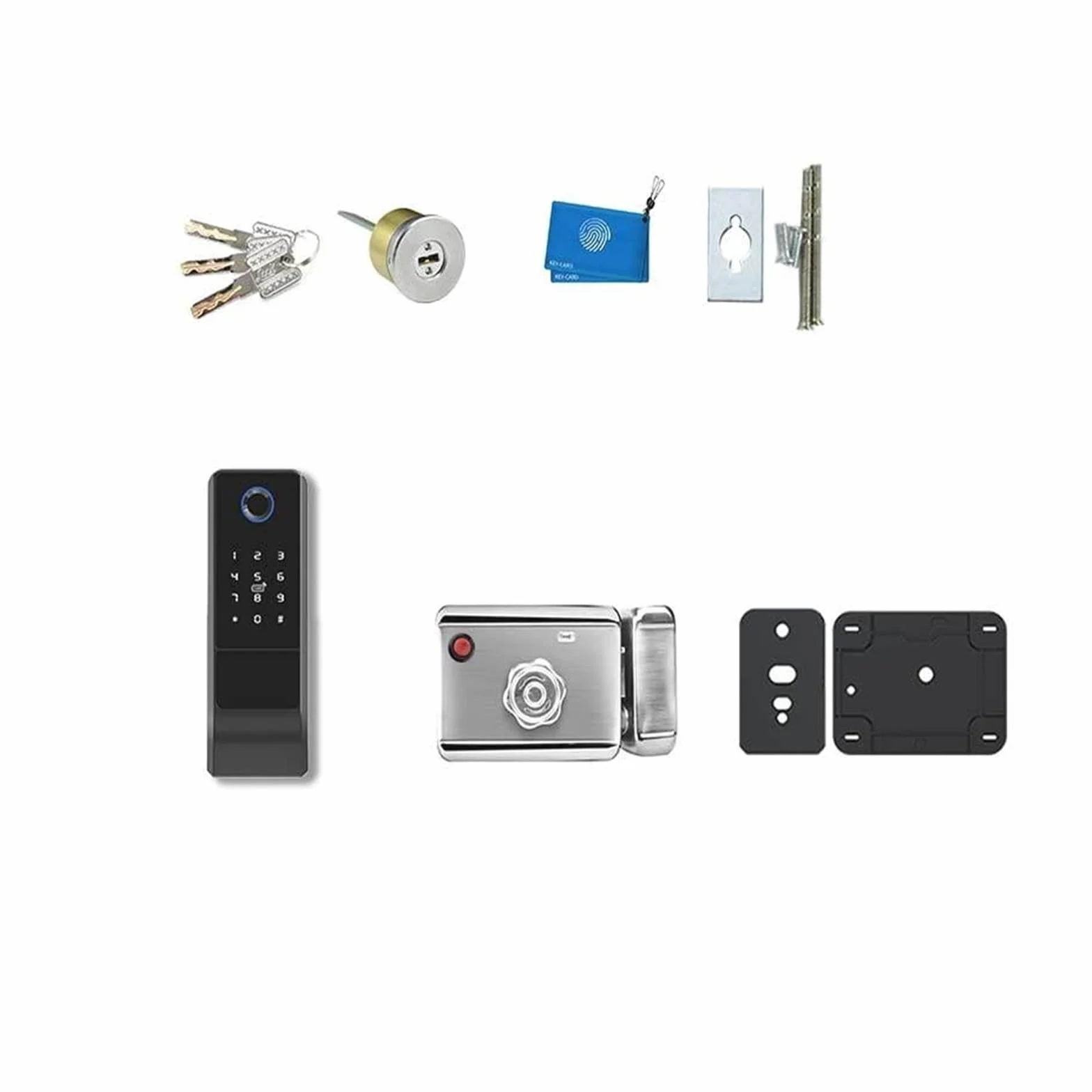 Wodoodporny zamek do drzwi z czytnikiem linii papilarnych, brama zewnętrzna Bluetooth, karta z hasłem i zasuwką, klucz mechaniczny