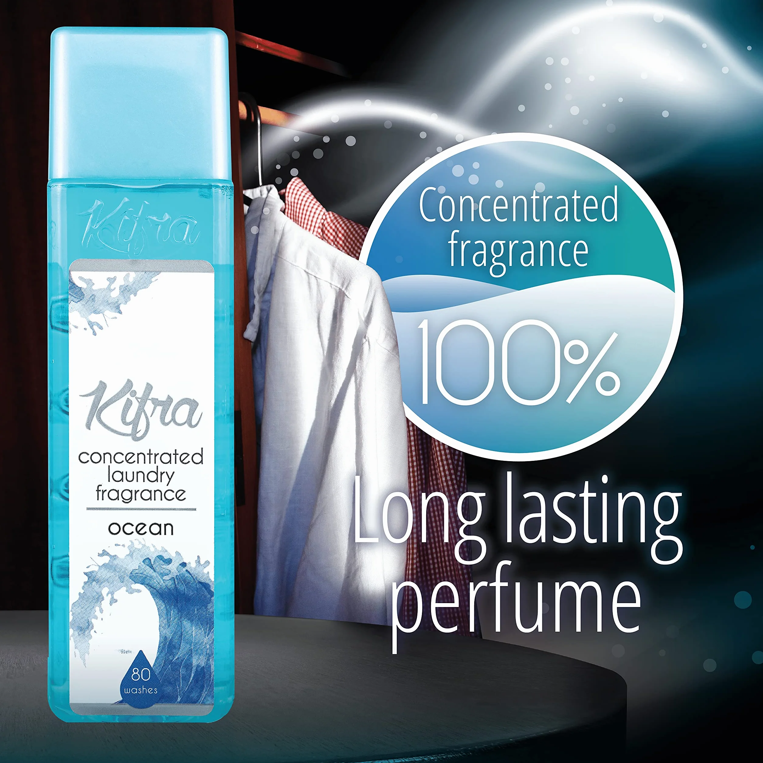 KIFRA Ocean skoncentrowane perfumy do prania, krople, 200 ml, 80 cykli prania, długotrwały zapach prania