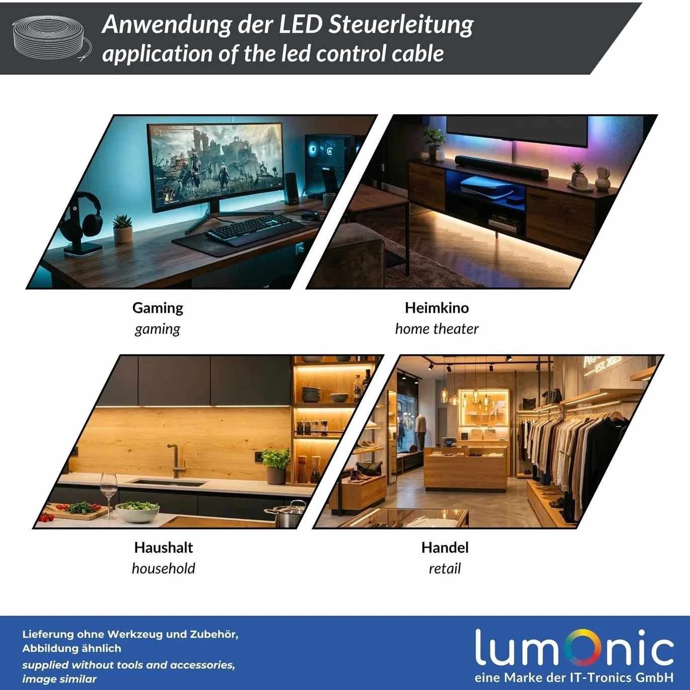 Lumonic 6x0,34mm² RGBW CCT LED Kabel sterujacy 10m LiYY Przewód zasilajacy