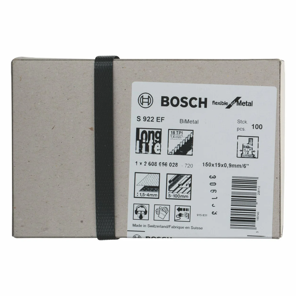 Bosch Professional 100 szt. Brzeszczot do piły szablastej S 922 EF Flexible for Metal (do standardowej blachy stalowej, akcesoria pił szablastych)