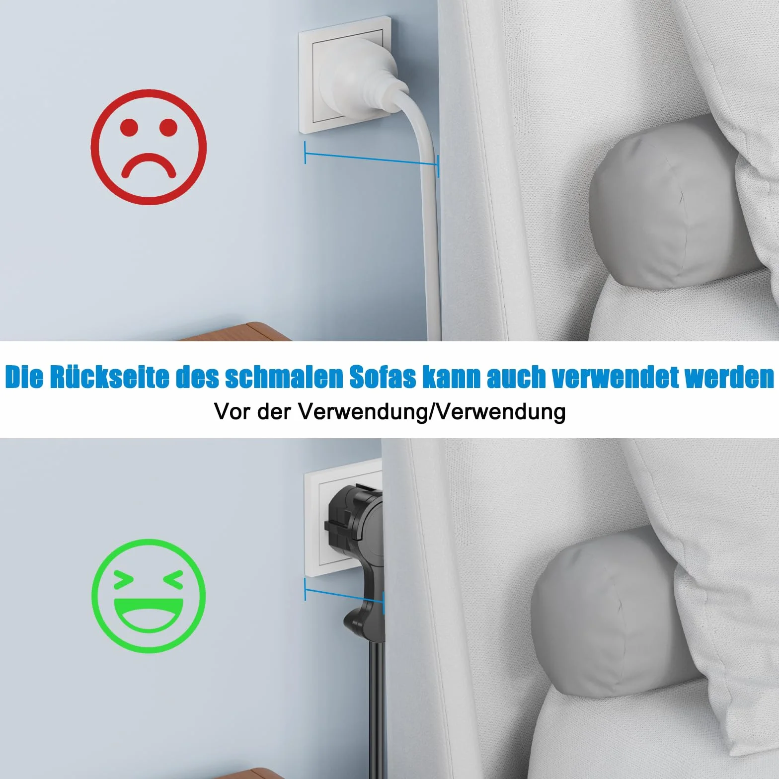 Elektryczna wtyczka Schuko, ekstra płaska wtyczka uziemiająca ze składanym uchwytem, 250 V, 16 A, do kabli do 3 x 1,5 mm², wtyczka płaska, wtyczka euro, czarna, 2 sztuki