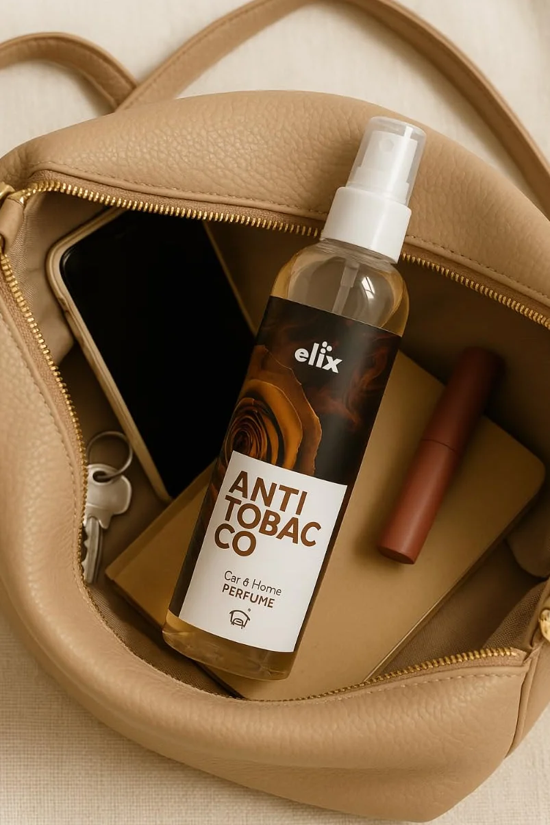 ELIX - Odświeżacz powietrza w sprayu Anti-Tobacco – poręczny zapach do pomieszczeń w podróży – natychmiastowa neutralizacja – 75 ml (guma bąbelkowa)