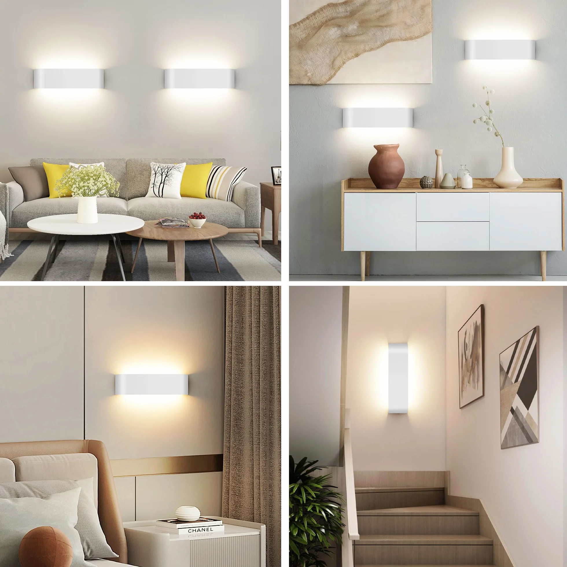 OOWOLF Lampy ścienne LED 2 sztuki regulowana temperatura barwowa 3000K/4500K/6000K