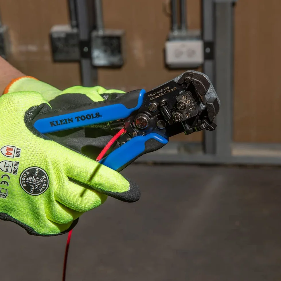 Samoregulujący się ściągacz i obcinacz do drutu, 10-20 AWG Klein Tools 11061, niebieski/srebrny