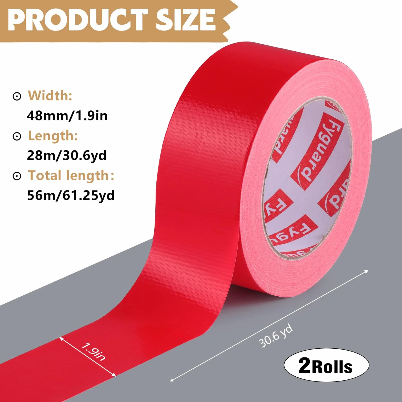 2 rolki taśmy pancernej w kolorze czerwonym, 48 mm x 28 m, czerwona taśma pancerna 210μ, taśma naprawcza, wodoodporna, uniwersalna do napraw, majsterkowania, rzemiosła