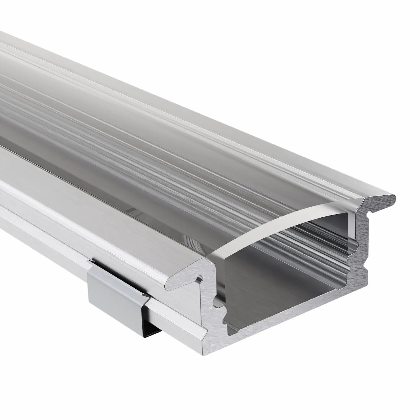 Anodowany profil aluminiowy LED, 150 cm, profil do zabudowy, przezroczysta osłona, do taśm LED 16 mm, kompatybilny z Philips Hue, 1,5 m, Ems
