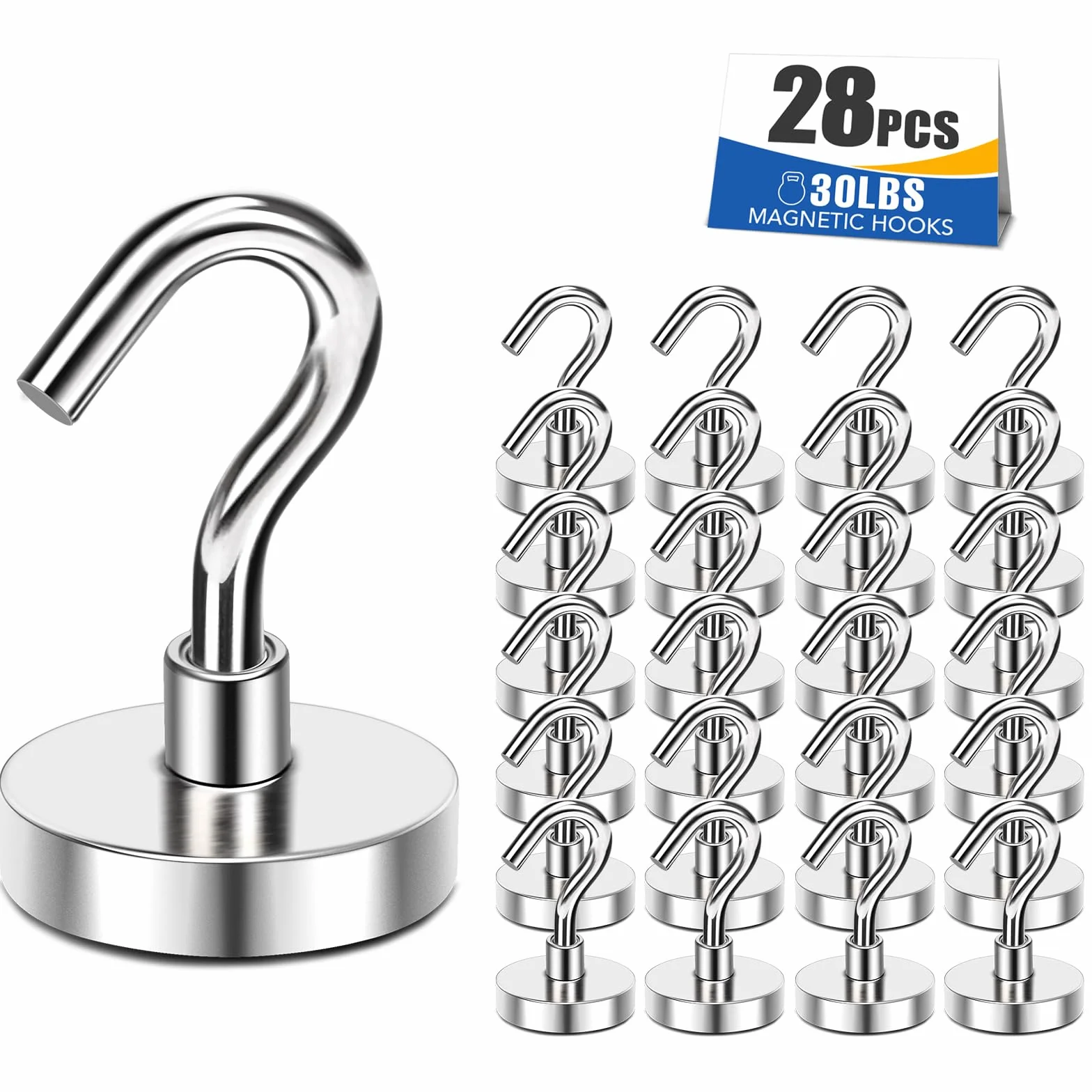 MIKEDE Haczyki magnetyczne 10 kg, idealne do rejsu, grilla, ręcznika, wieszania w domu, kuchni, miejsca pracy, biura i garażu, 28 sztuk