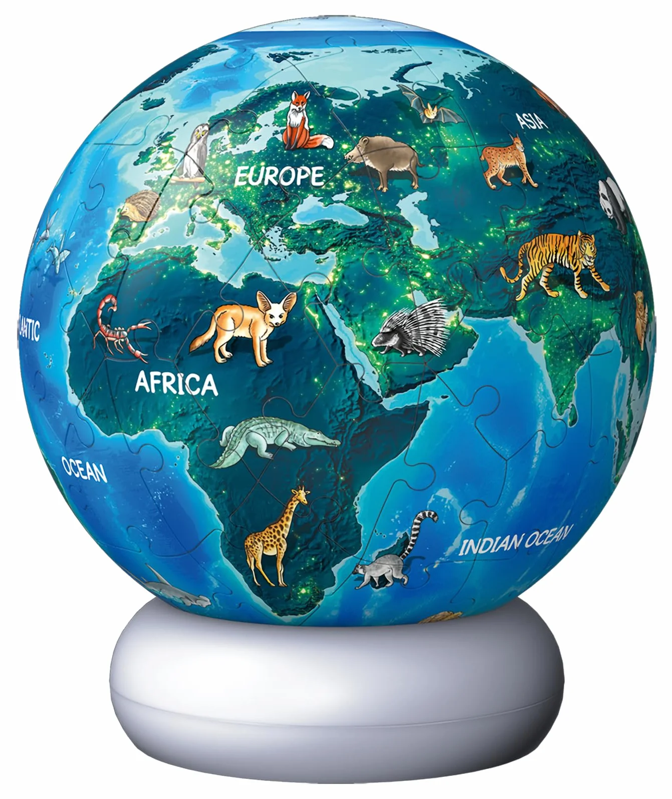 3D Puzzle-Ball Nachtlicht Erde mit Tiermotiven