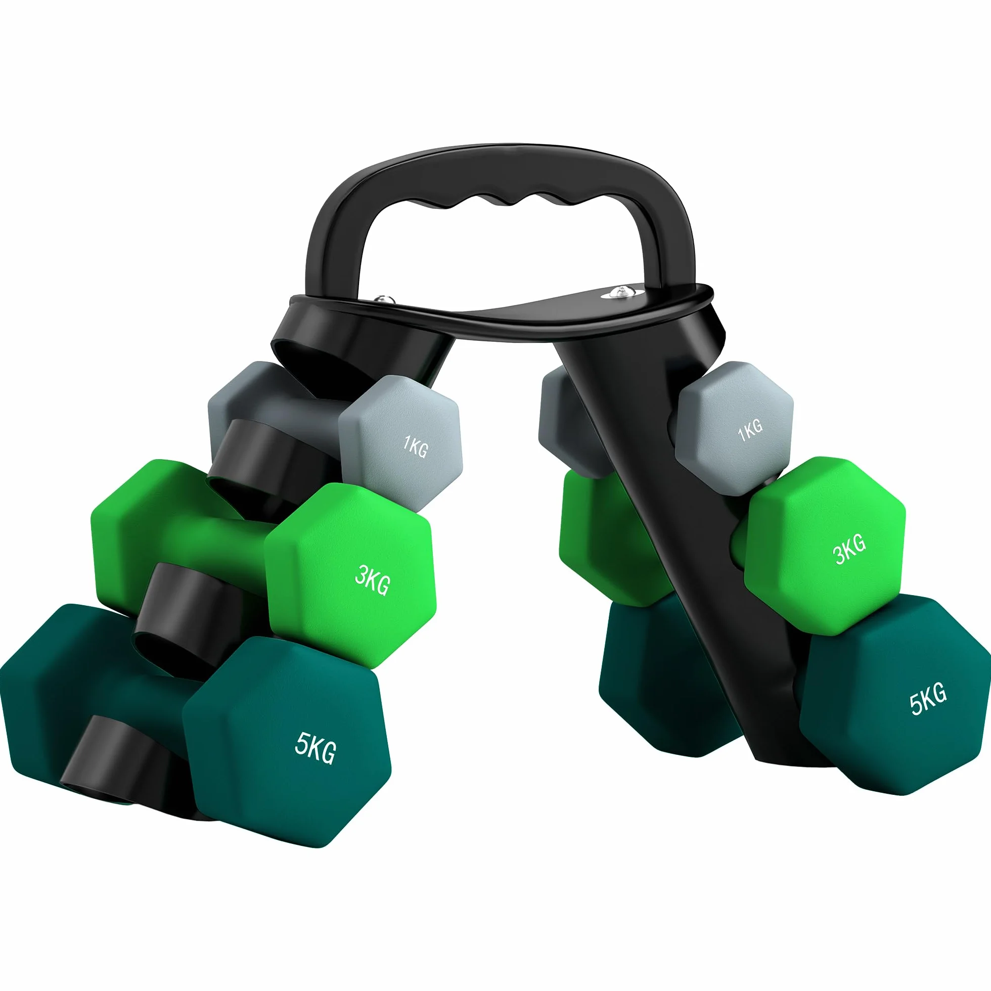 SPORTNOW Zestaw hantli sześciokątnych, 2 x 1 kg, 2 x 3 kg, 2 x 5 kg, z możliwością wymiany hantli, do treningu w domu, kettlebell, do podnoszenia ciężarów