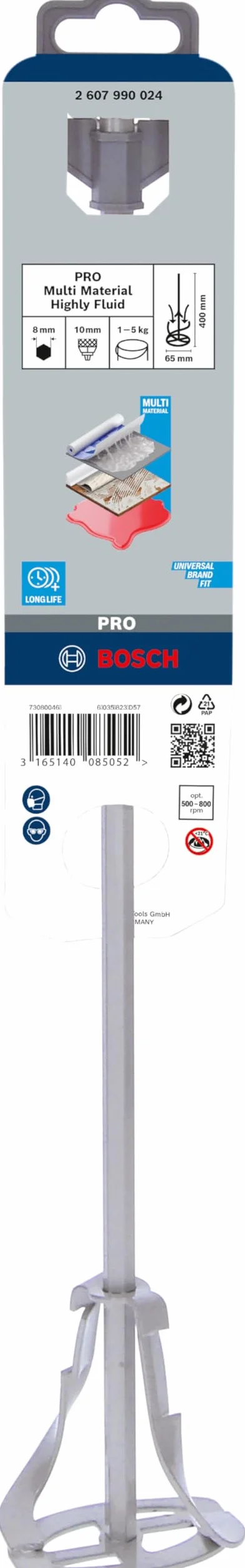 Bosch 1x Mieszadło PRO do materiałów o dużej płynności, do wiertarek (do Klej do tapet, Klej, Ø mm, Professional Akcesoria Wiertarki/Wkrętarki)