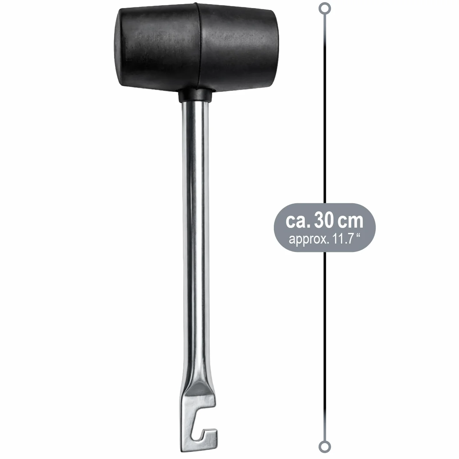 COM-FOUR® Mlotek gumowy z wyciagaczem do kolków - Mlotek z miekkim obuchem i metalowym trzonkiem - Mlotek z kolkami do biwakowania i rzemiosla - Mlotek (01 szt. - z uchwytem hakowym)