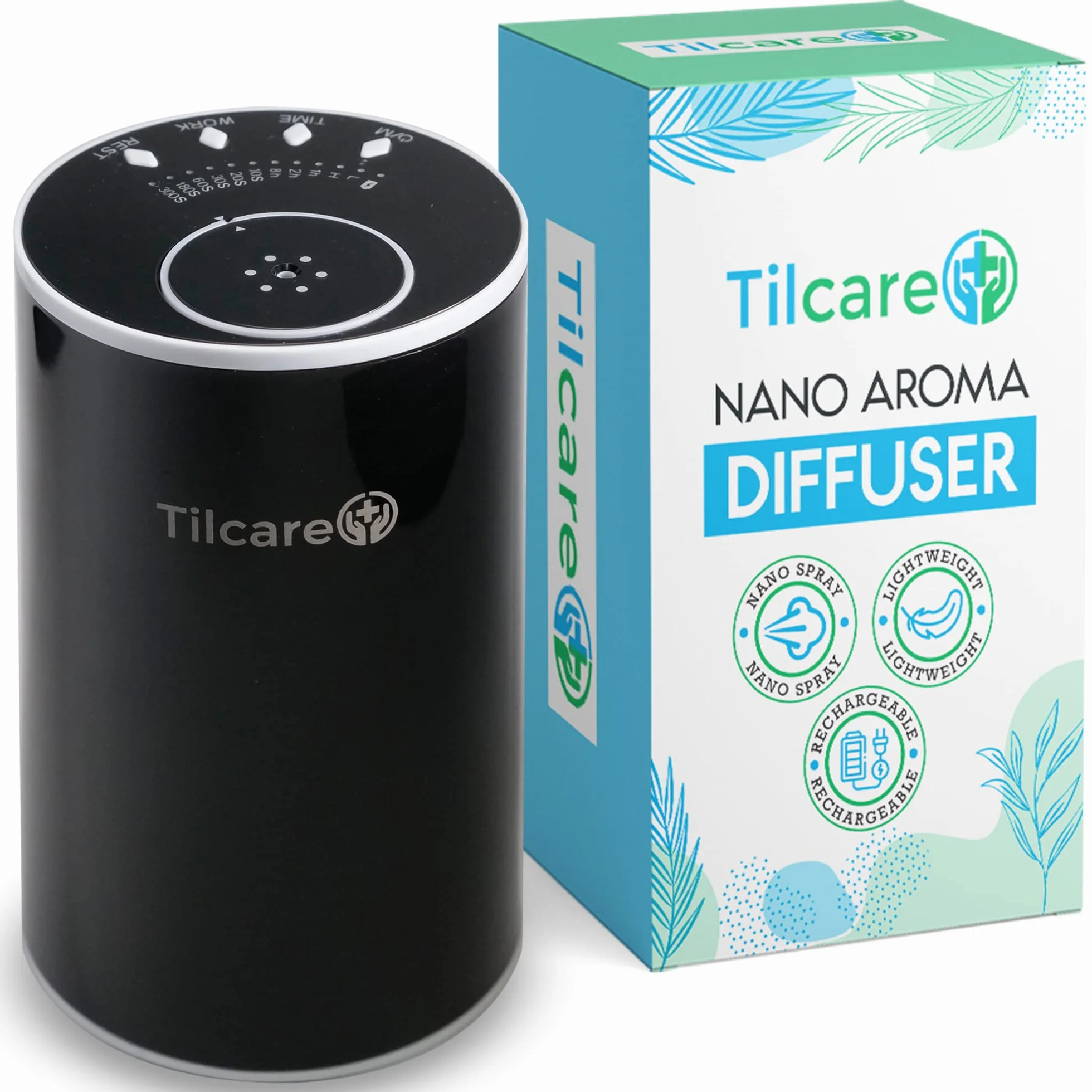 Bezwodny nano dyfuzor olejków eterycznych do aromaterapii, dyfuzor zapachowy do pokoju i samochodu, bezprzewodowy, ładowalny, dyfuzor i nebulizator terapeutyczny do domu i podróży, czarny