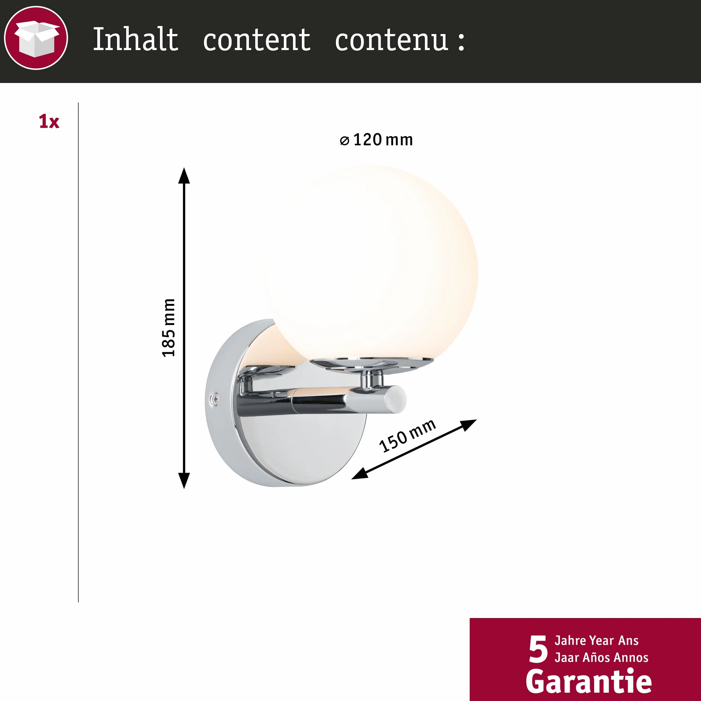 Paulmann Gove LED oprawa naścienna IP44 3000K 400lm 230V 5W czarny matowy