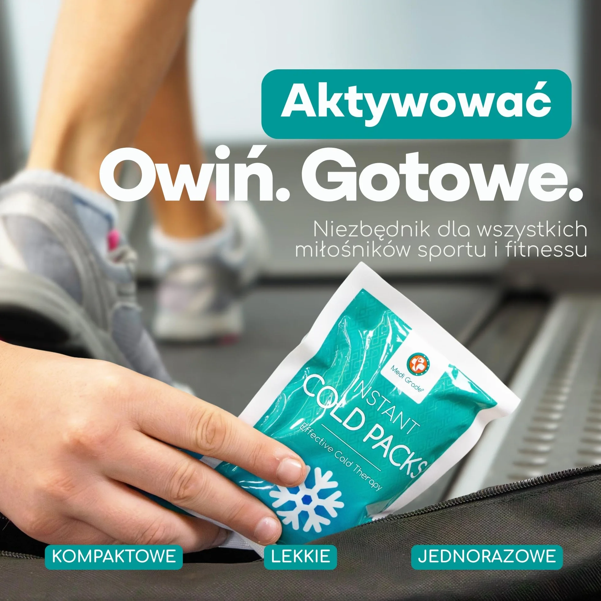 Medi Grade Instant Cold Pack 8 Sztuk 100g 11,43 cm x 15,24 cm Kompres Chłodzący Z Paskiem Stabilizującym