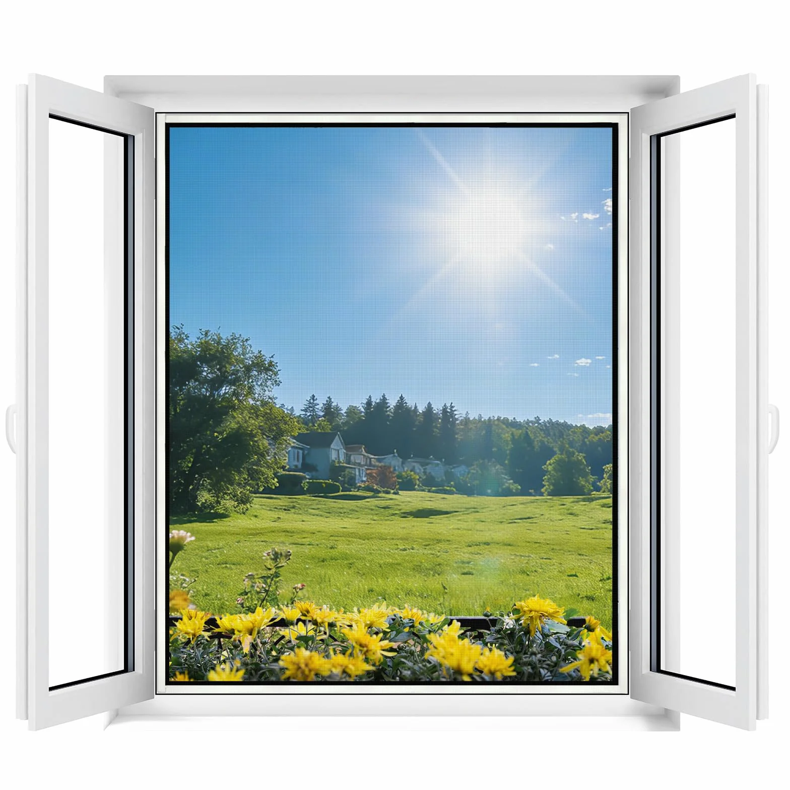 Apalus Uniwersalna przezroczysta moskitiera do okna/siatki nadającej się do prania | Regulowana moskitiera, zrób to sam, maksymalny rozmiar okna 130 x 150 cm (zestaw 1 sztuk, czarny)