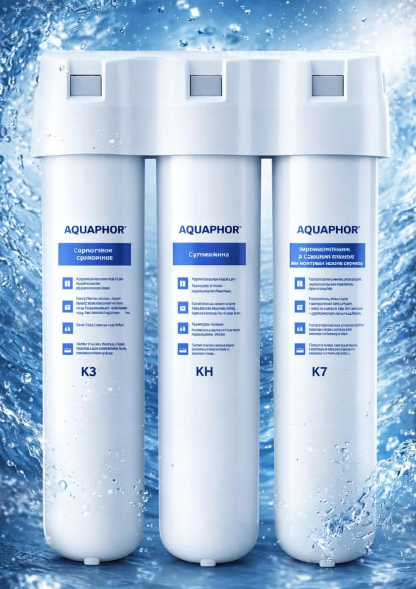 3-drożna bateria kuchenna Venom Pull-Out z systemem filtra wody Aquaphor Crystal H, wyciągana słuchawka, oddzielny wylot do filtrowanej wody, obracany o 360 stopni, montaż jednootworowy (stal