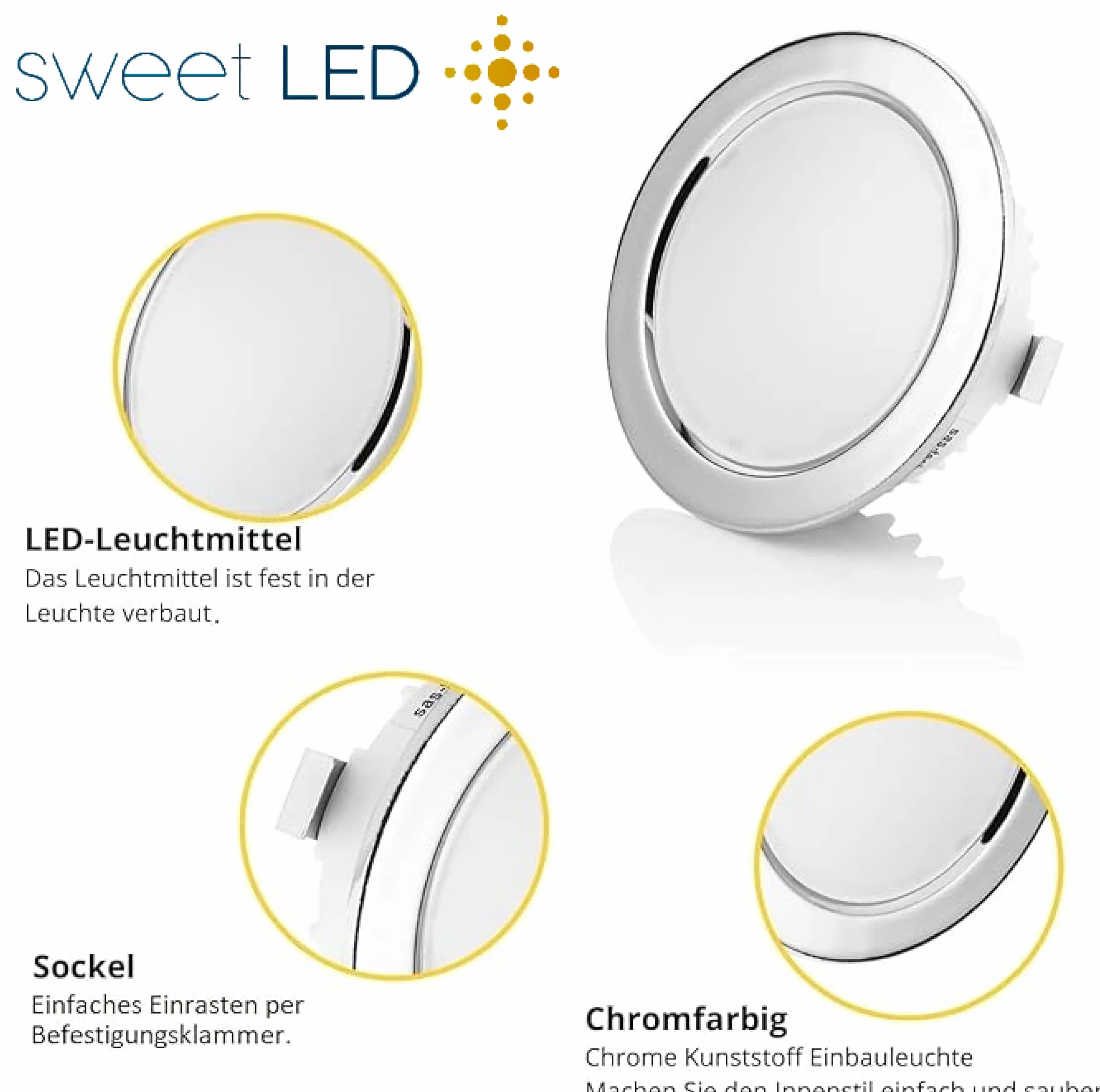 Zestaw 4 szt. mini płaskie lampy meblowe LED IP44 250 lumenów 3.5W 12V wpuszczane reflektory punktowe