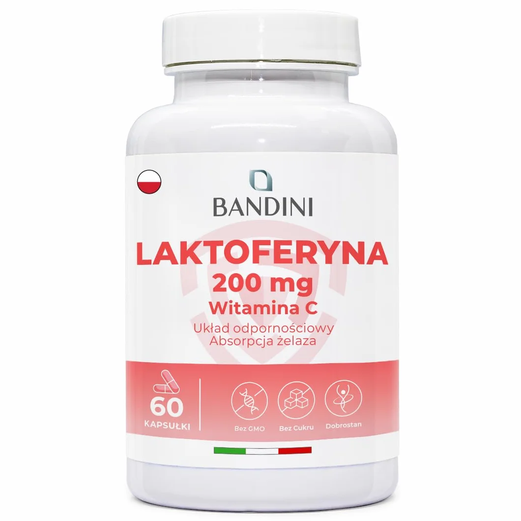 Bandini LATTOFERRINE 200 Immuno 200 MG laktoferyny 60 kapsułek Suplement diety z witaminą C