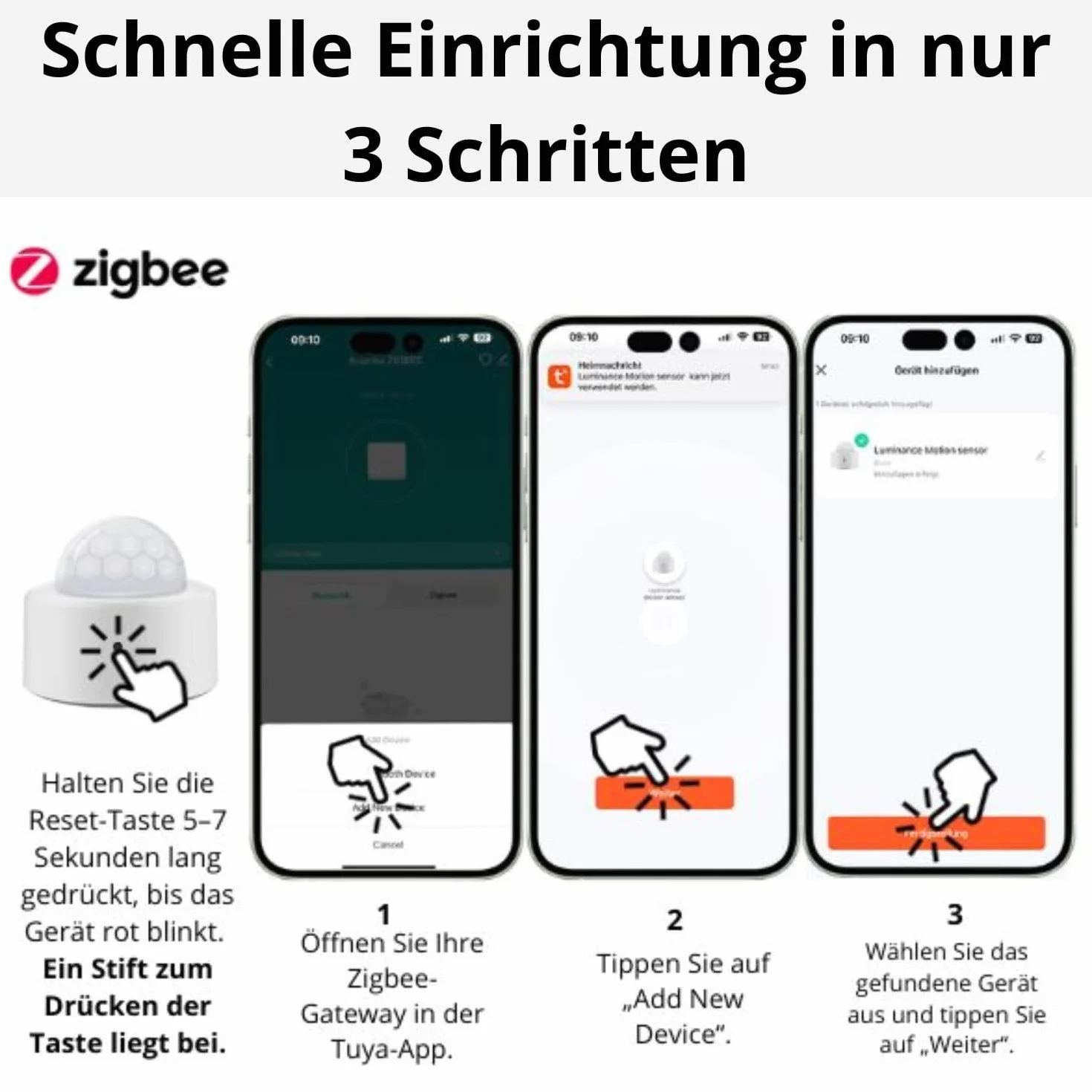 Czujnik ruchu ZIGBEE 3.0 TUYA na baterie PIR