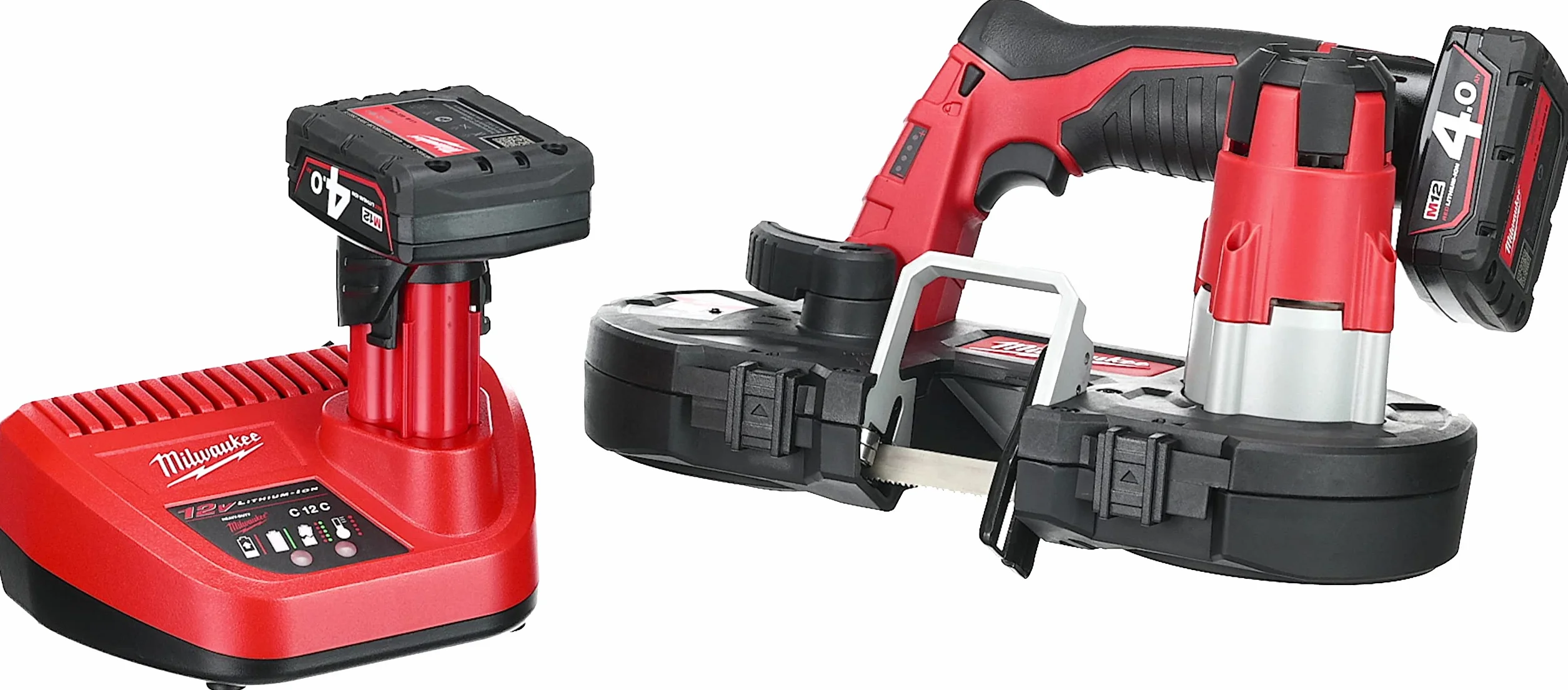 Milwaukee M12BS-402C M12 akumulatorowa piła taśmowa z 2 bateriami litowo-jonowymi 4,0 Ah/ładowarką BMC