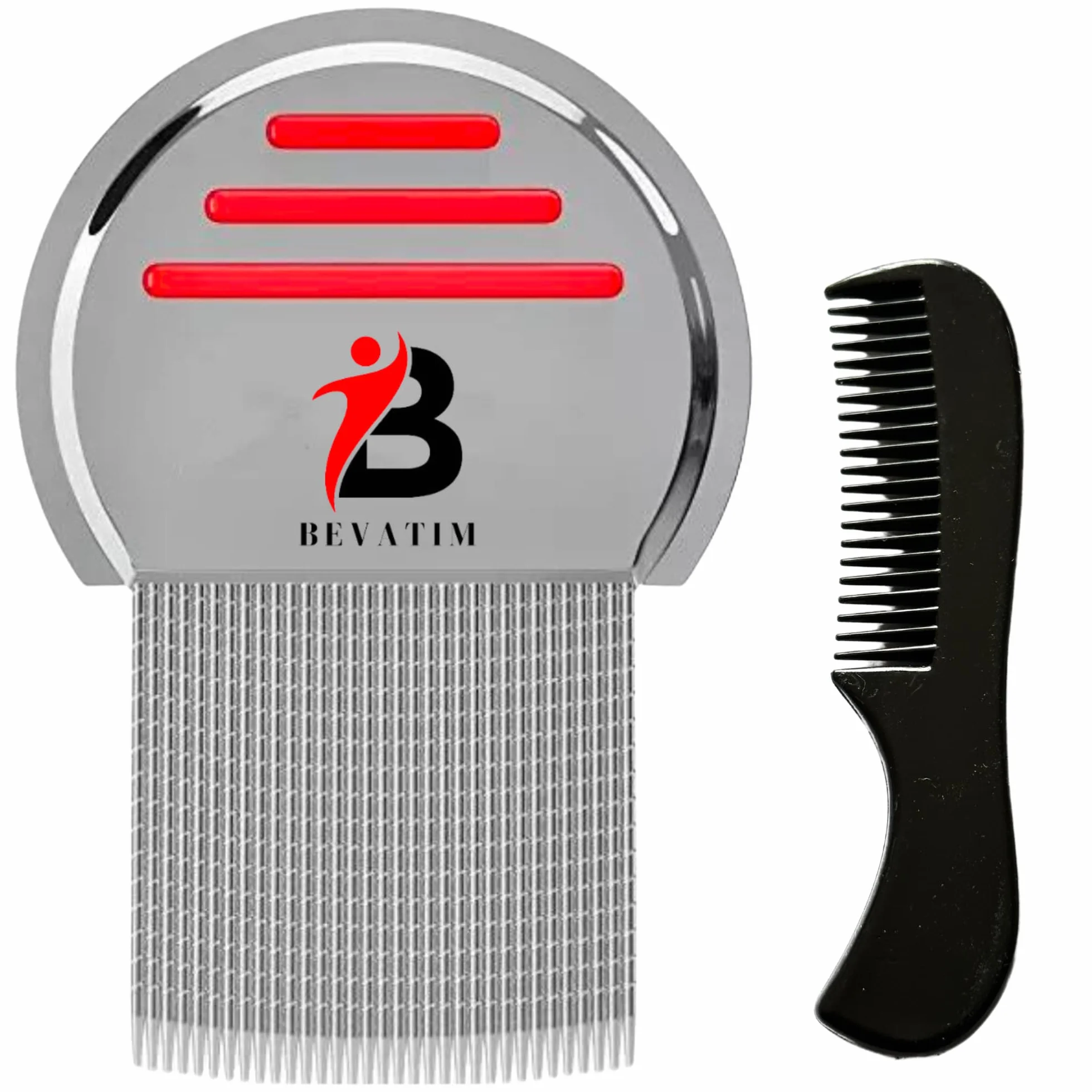 BEVATIM® grzebień przeciw wszom i gnidom, hartowana stal nierdzewna, czarny mini