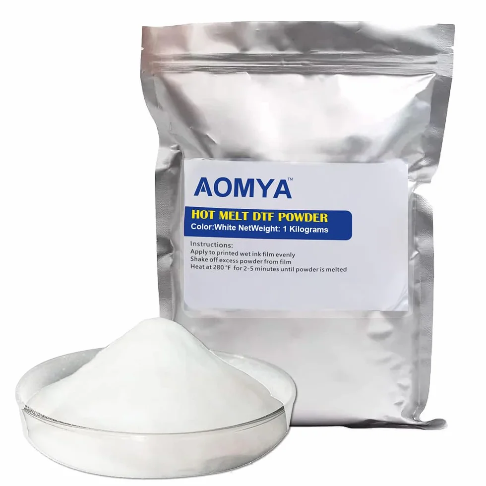 1 kg/1000 g/35,3oz DTF proszek biały, gorący klej termotopliwy cyfrowy do sublimacji, DTF PreTreat proszek transferowy do wszystkich materiałów, w tym dżinsów i bawełnianych T-shirtów, kompatybilny z
