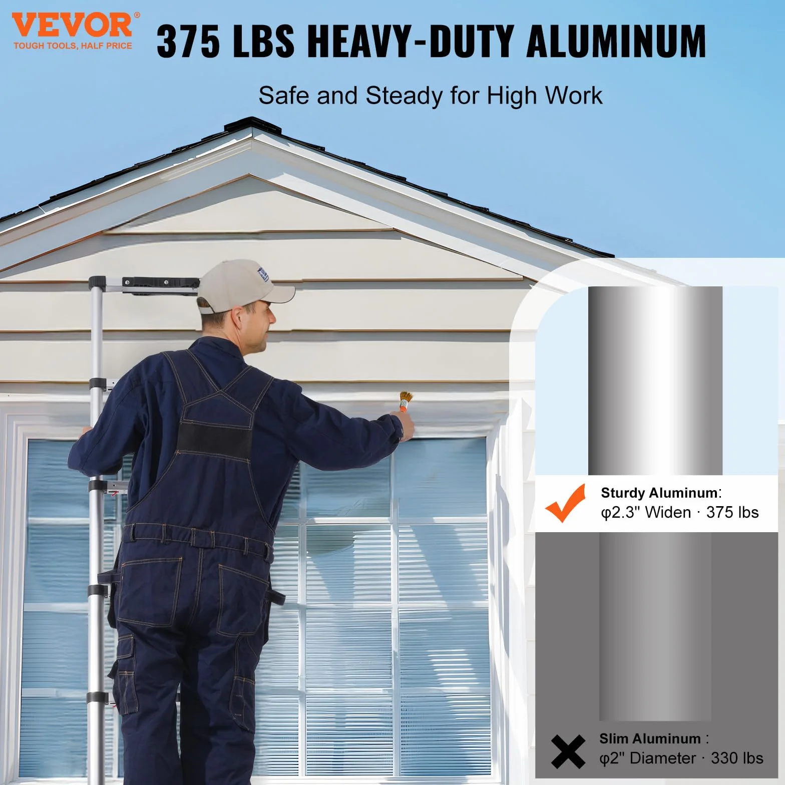 VEVOR Drabina teleskopowa, aluminiowa lekka drabina przedłużająca, składana drabina z jednym przyciskiem, nośność 170 kg z antypoślizgowymi nóżkami, przenośne kompaktowe drabiny do domu, kampera,