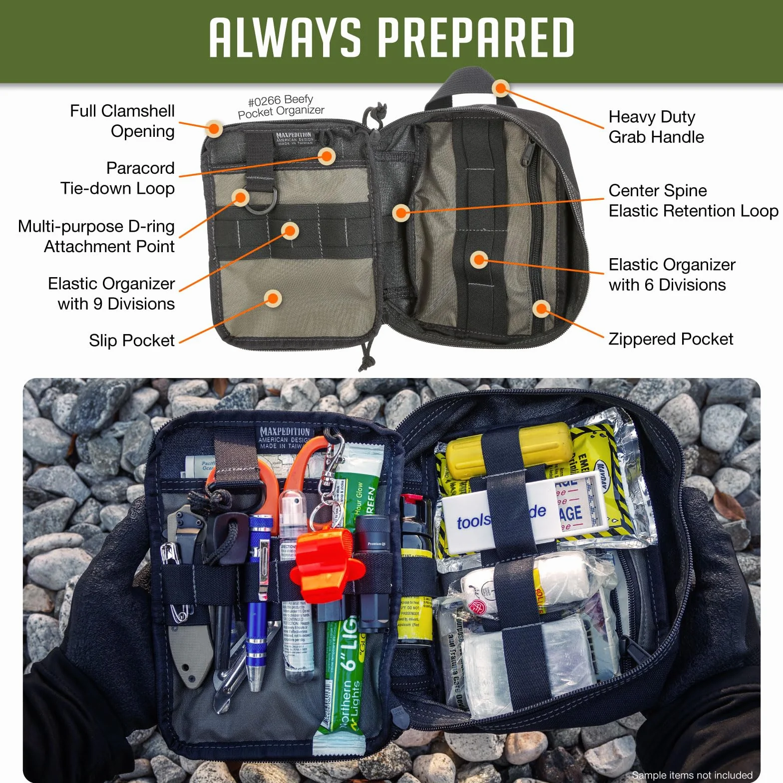 Maxpedition Hard-Use Gear 9006219-SSI Maxpedition Beefy organizer kieszonkowy czarny - wielokolorowy, nie dotyczy.