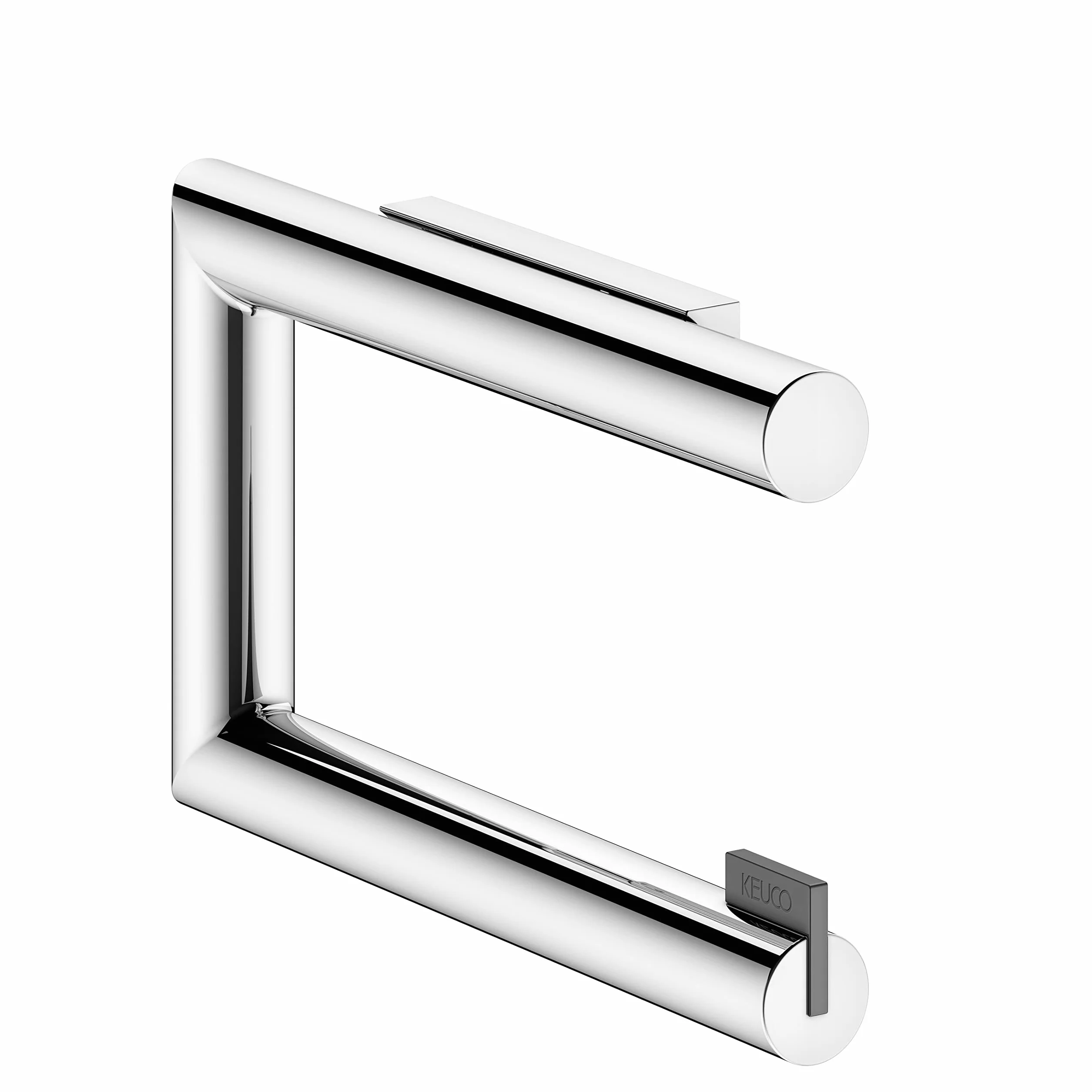 KEUCO REVA Uchwyt na papier toaletowy, kształt otwarty, metal chromowany, Made in Germany, obrotowy, ze śrubami i kołkami, uchwyt na papier toaletowy do wiercenia