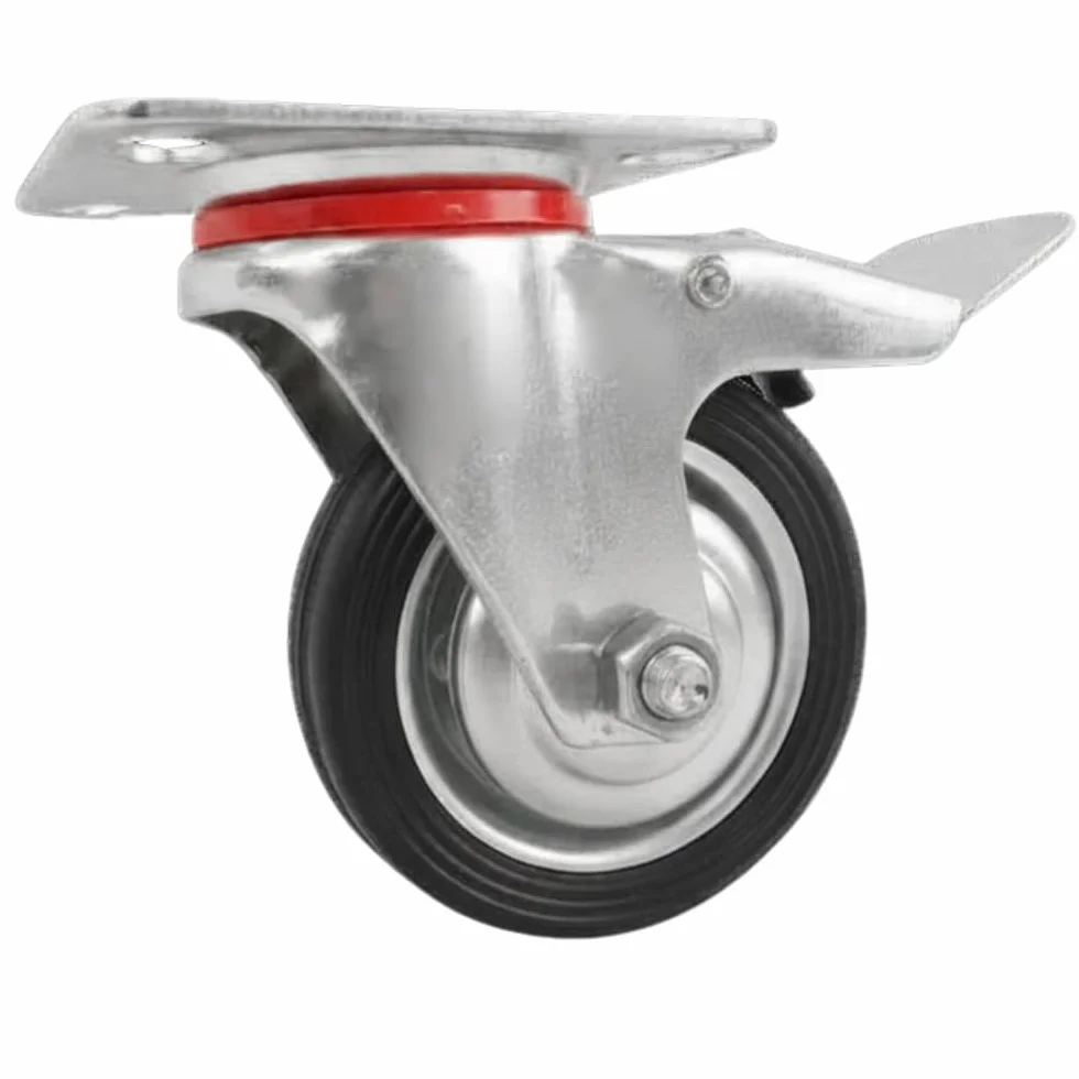Gumowe kółka skrętne z hamulcem do wózków, mebli, transportu (160 mm) | Do mebli samochodowych i transportu