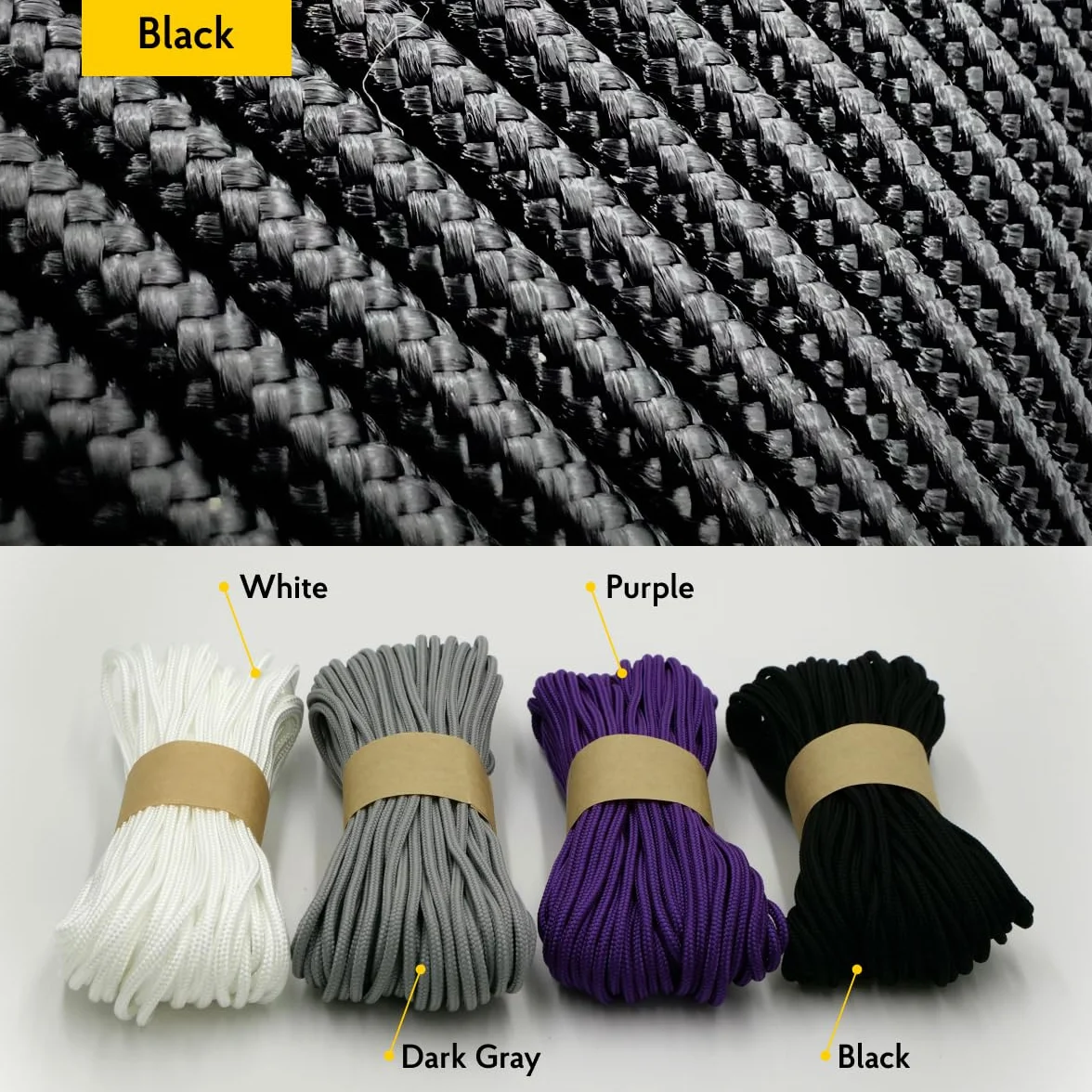 3 mm Nylon Paracord 425 (50 i 100 m) – 3 mm Typ II, 100% nylonowa lina, 3-żyłowa lina, 3 mm nylonowa lina w wielu kolorach
