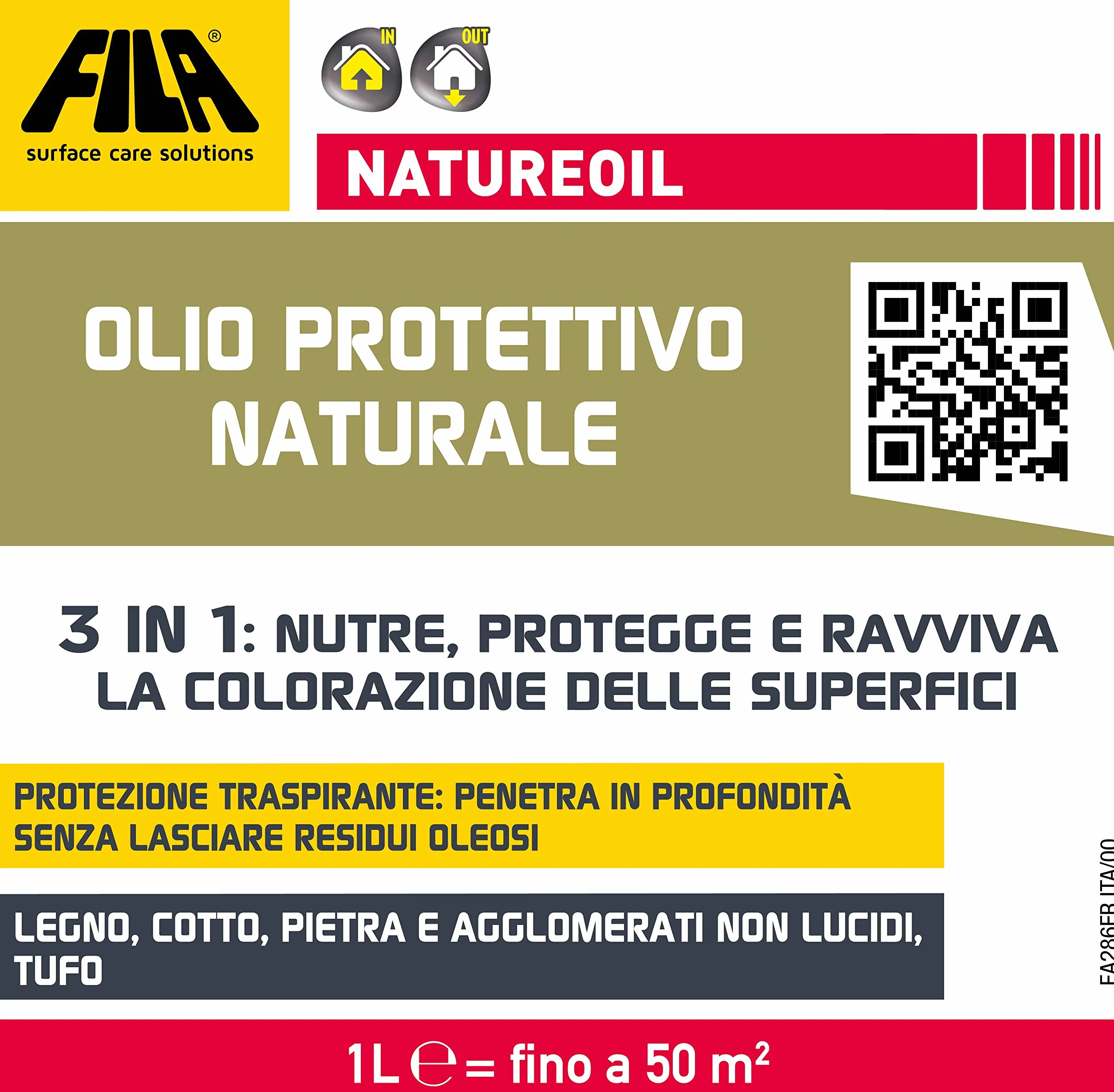 FILA Naturalny olej 3 w 1, olejek ochronny do drewna, terakoty, kamienia, 1 l