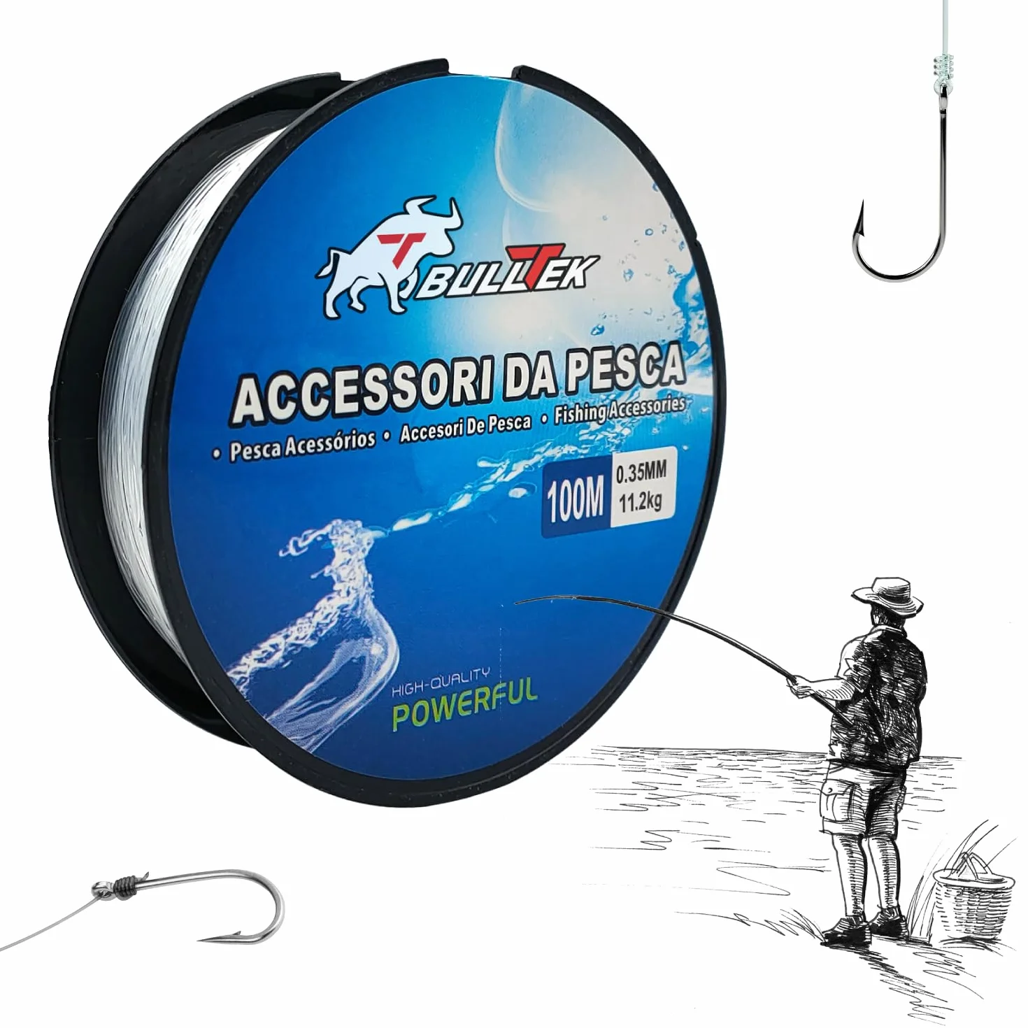 Żyłka wędkarska monofilamentowa - 100 m przezroczysta - 0,35 mm - 11,2 kg - przezroczysta do wędkarstwa morskiego, rzeki, jeziora