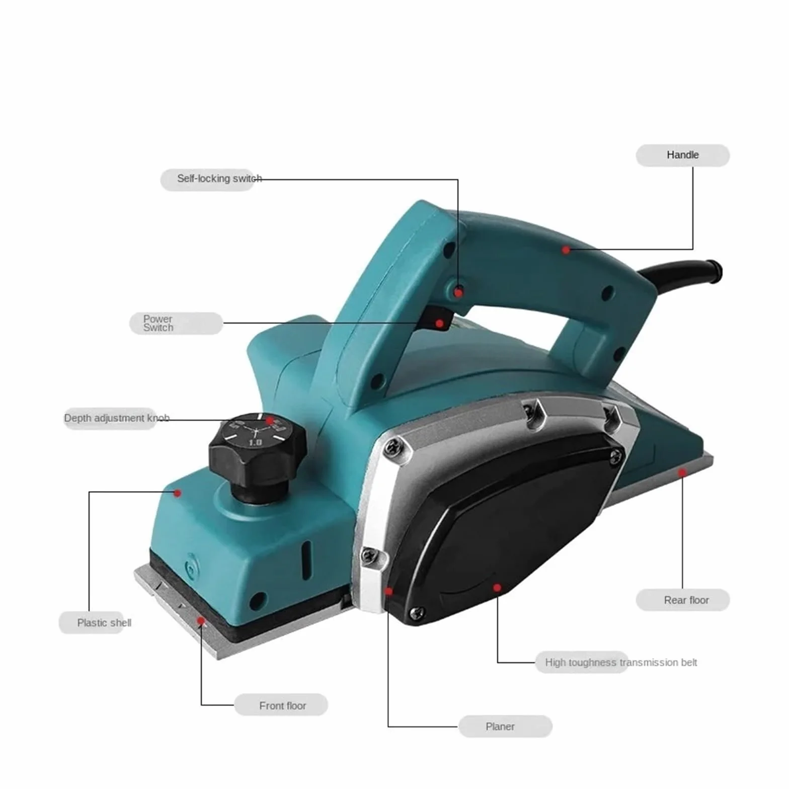 Elektryczna strugarka ścienna, Strugarka elektryczna 1200W 1900B przenośna strugarka do obróbki drewna narzędzie piłowania elektronarzędzie 750W nadaje się produktów drewnianych materiał PC
