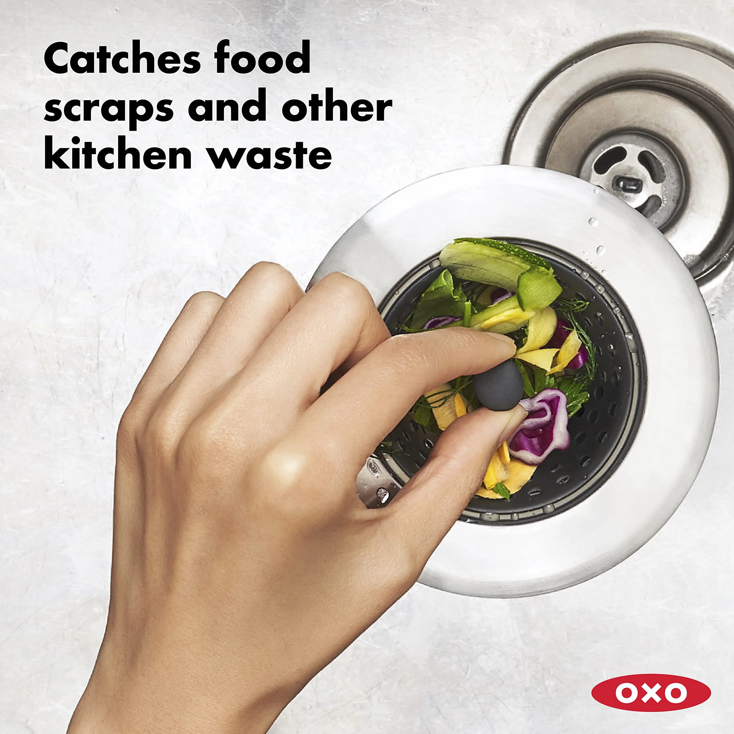 OXO Good Grips silikonowe sitko do zlewu, szare