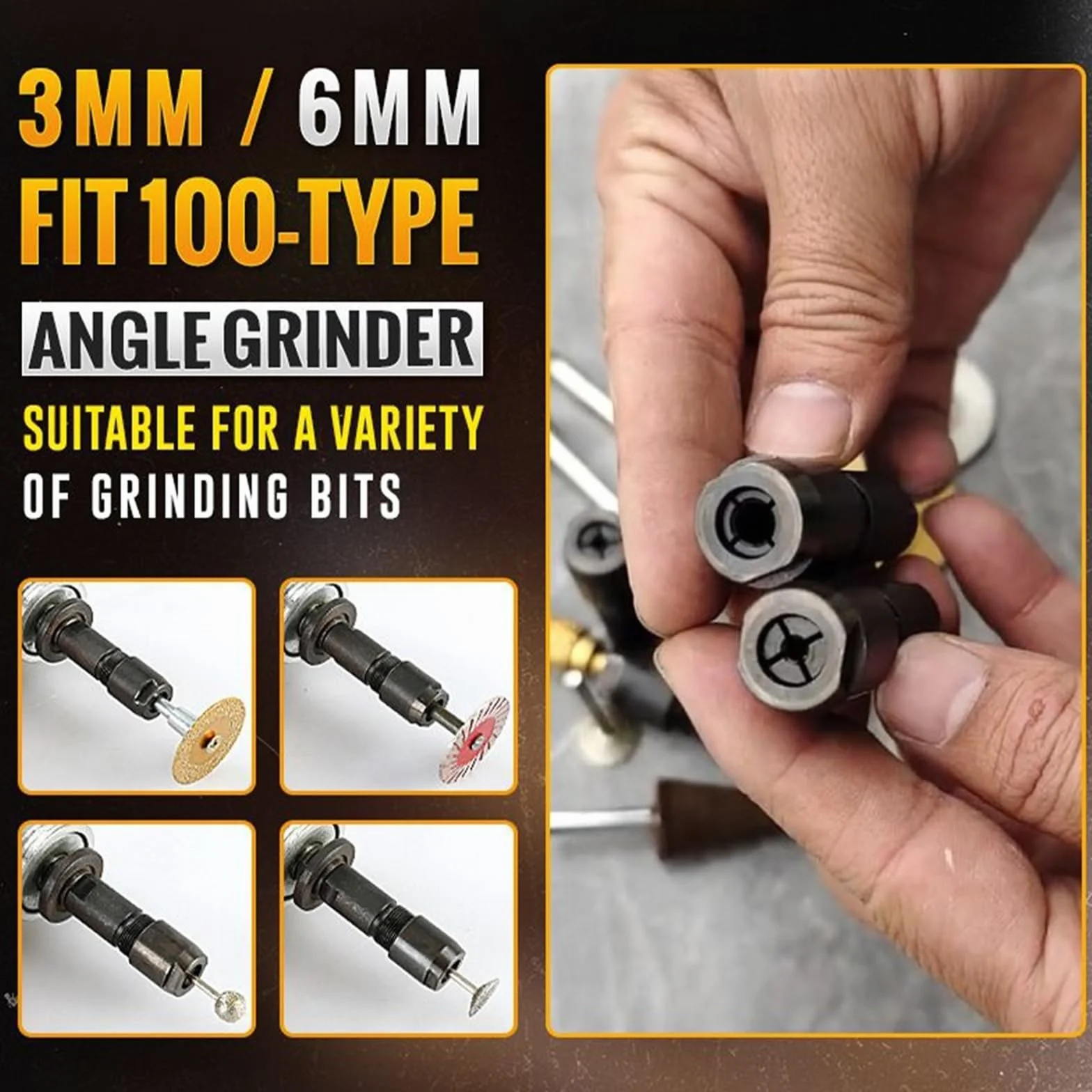 6/3mm szlifierka kątowa zmodyfikowany adapter do uchwytu szlifierki prostej do szlifierki kątowej typu 100 gwint M10 narzędzia ścierne